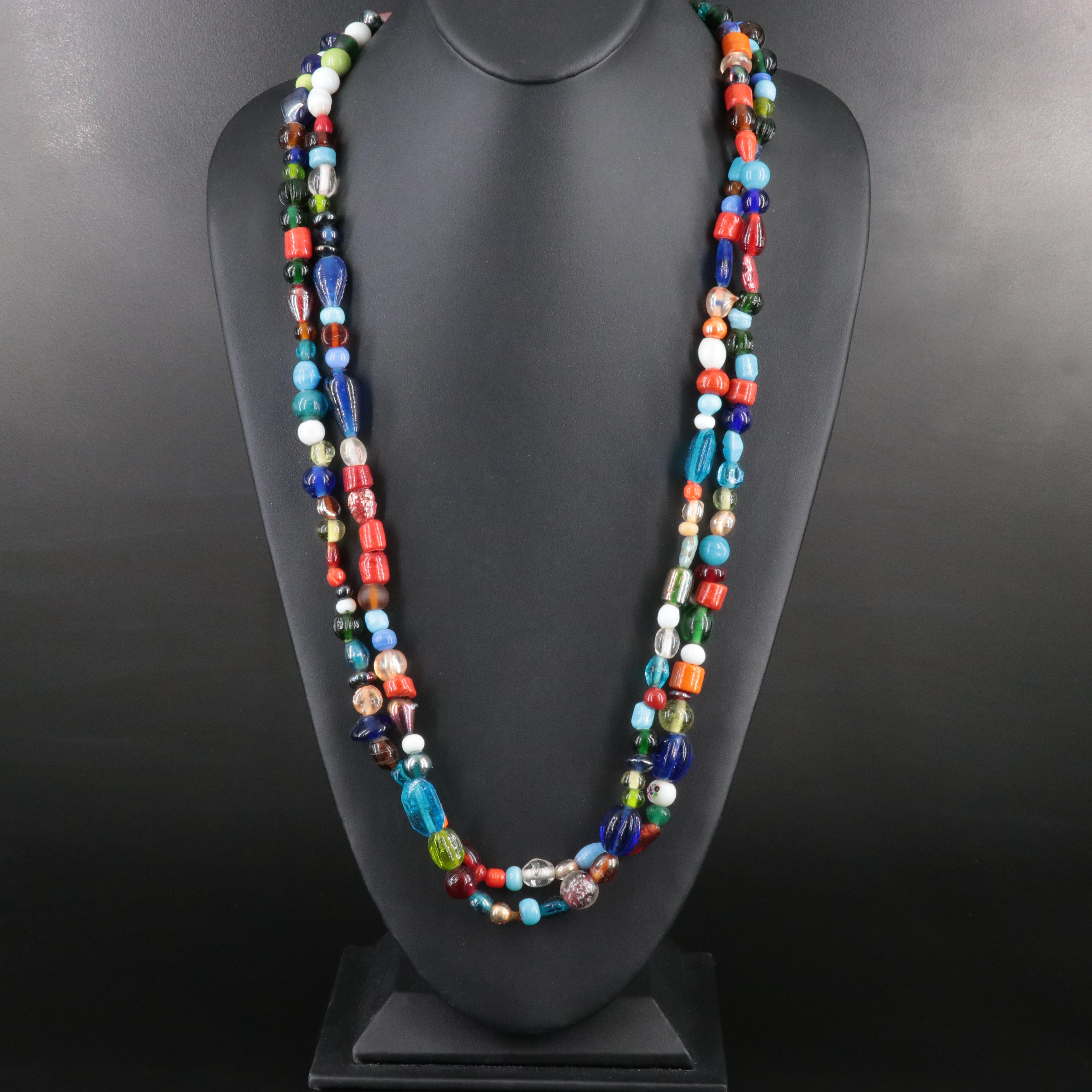 Endless Lampwork Glass Bead Necklace
