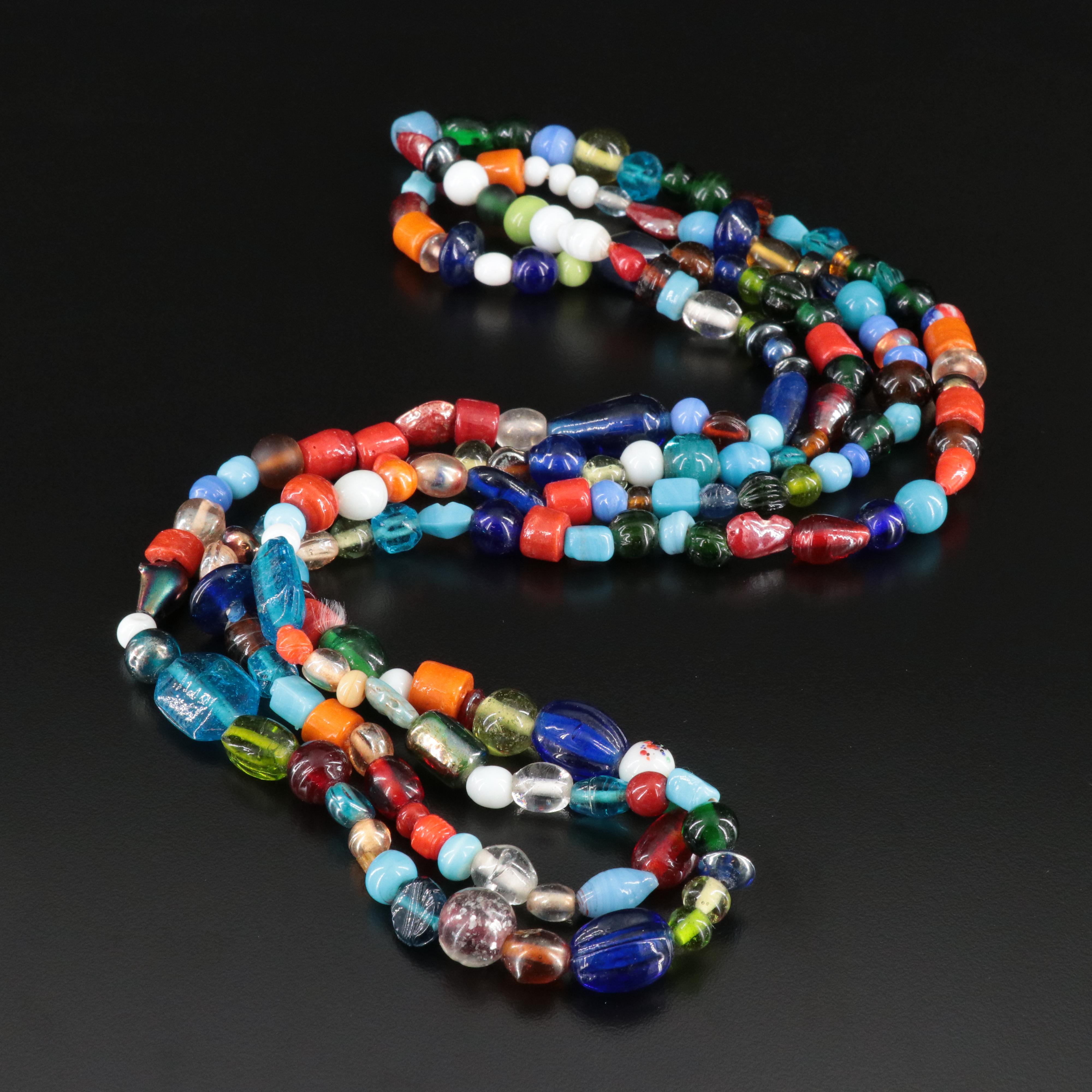 Endless Lampwork Glass Bead Necklace