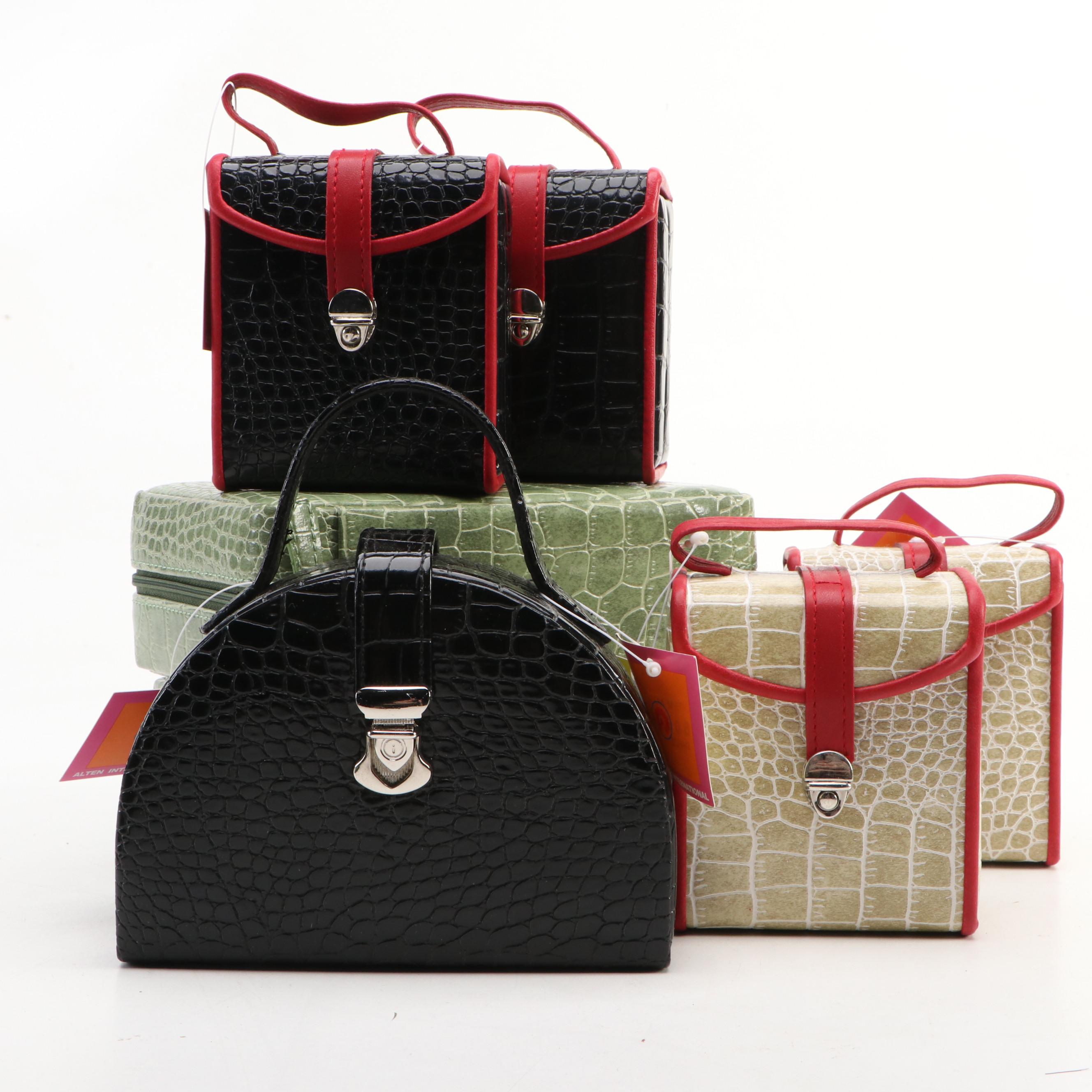 Alten International Faux Crocodile Embossed Jewelry Cases