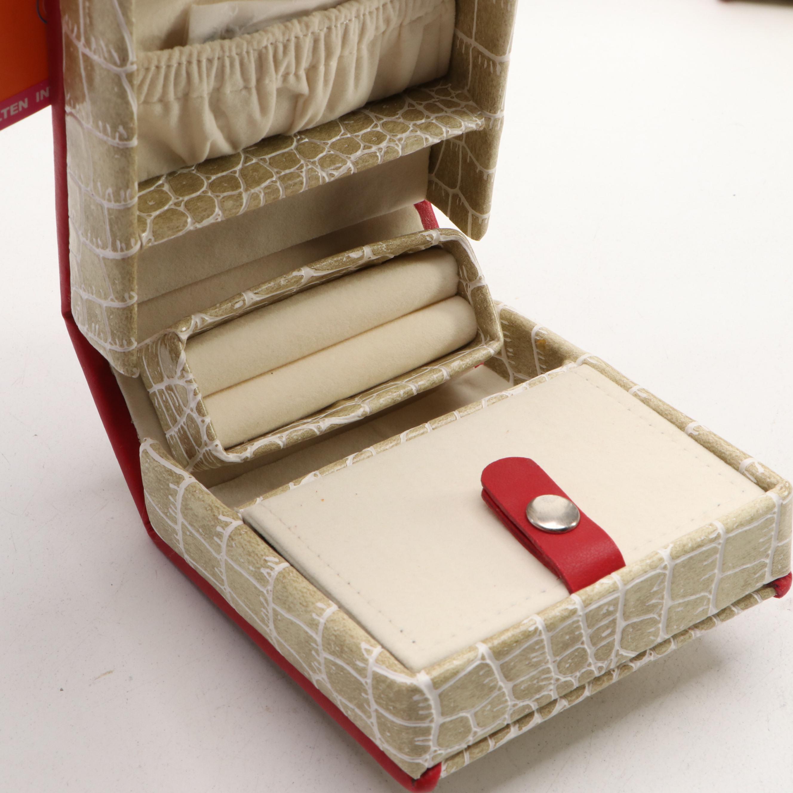 Alten International Faux Crocodile Embossed Jewelry Cases