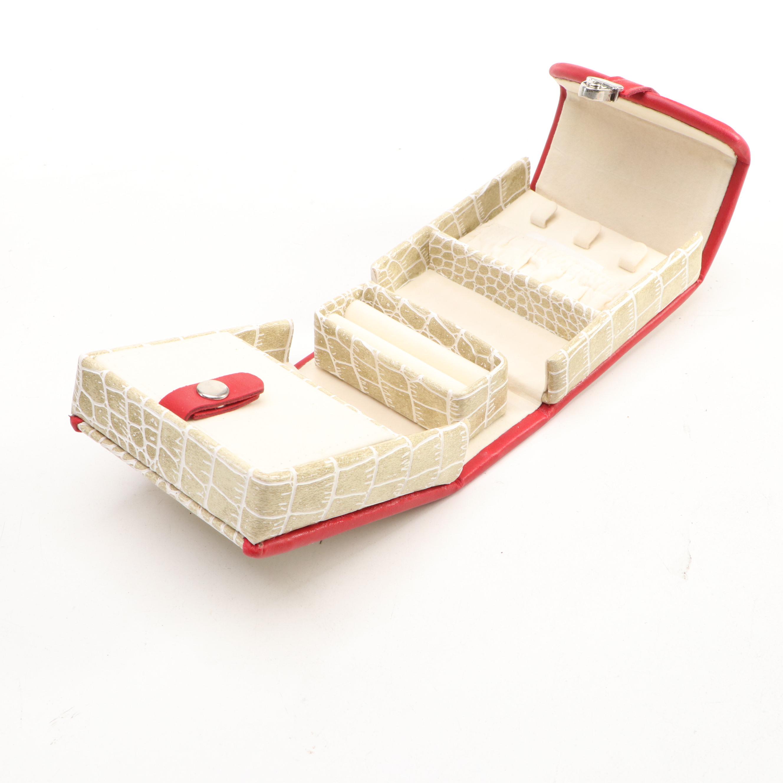 Alten International Faux Crocodile Embossed Jewelry Cases