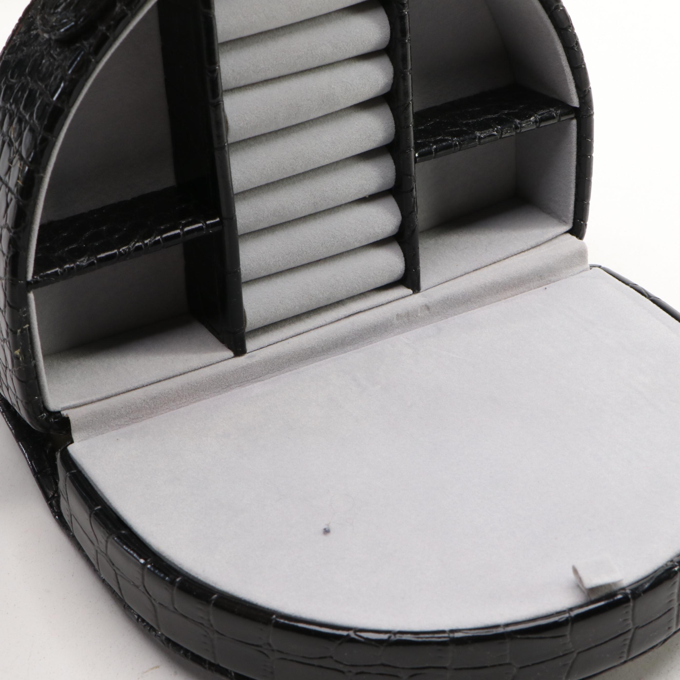 Alten International Faux Crocodile Embossed Jewelry Cases