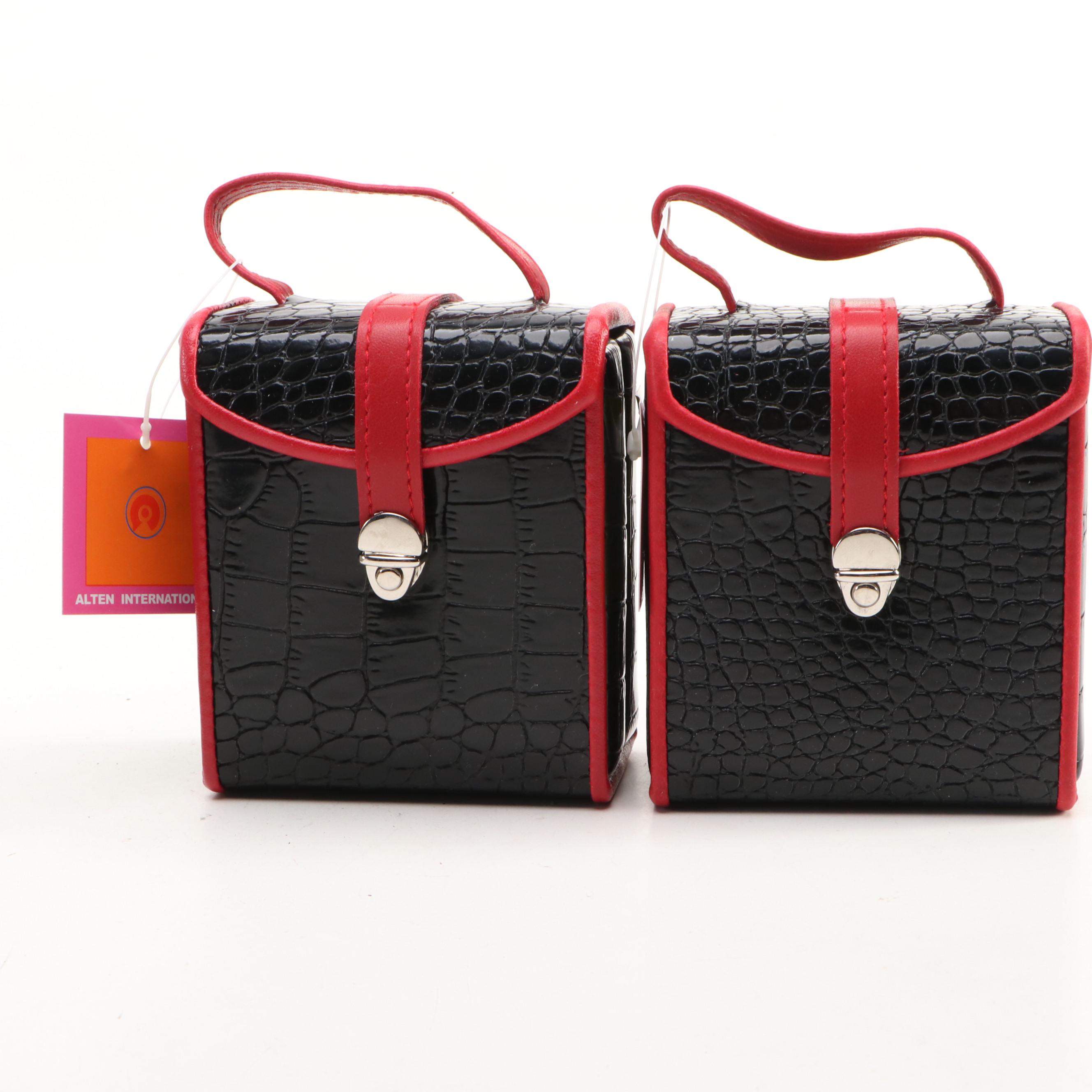 Alten International Faux Crocodile Embossed Jewelry Cases