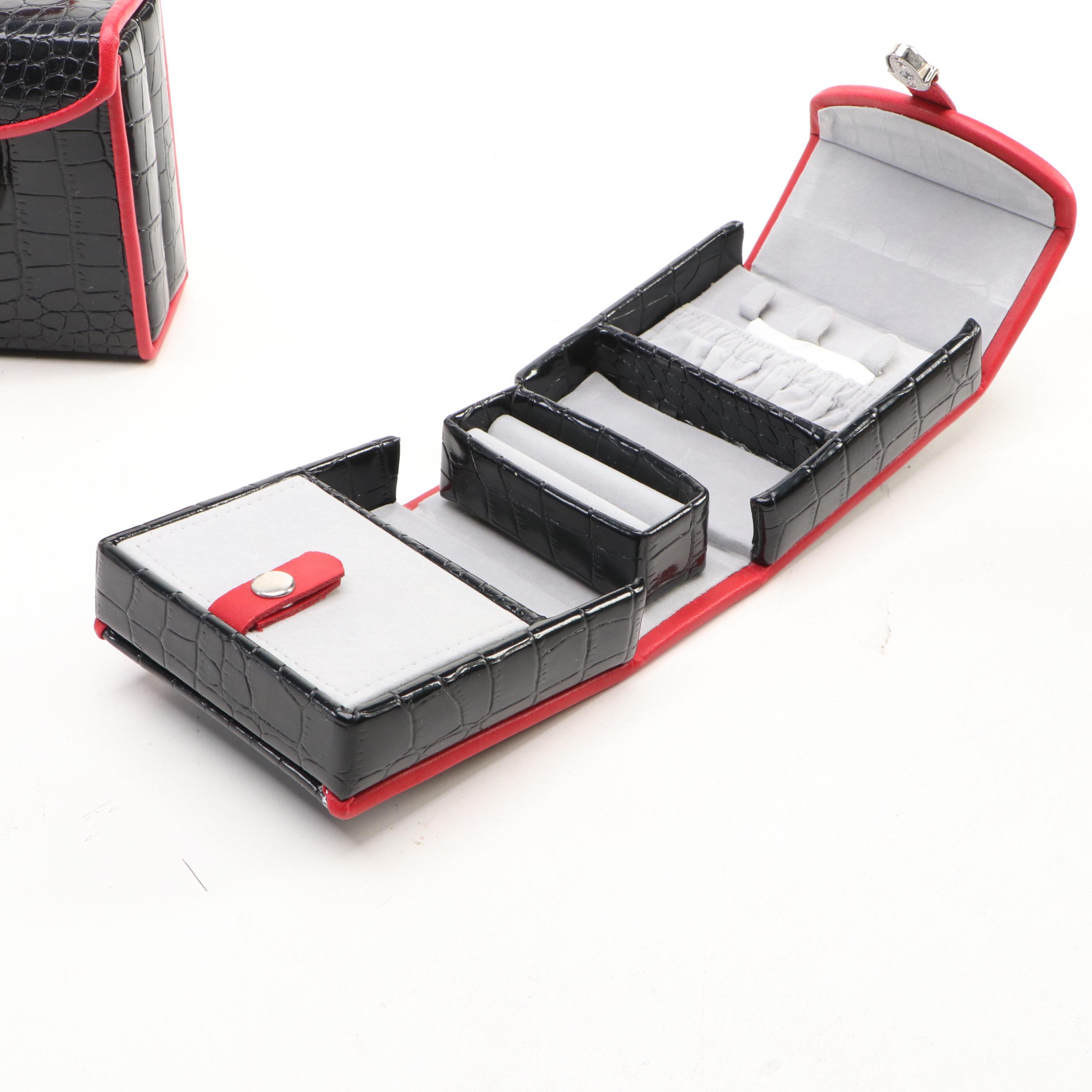 Alten International Faux Crocodile Embossed Jewelry Cases