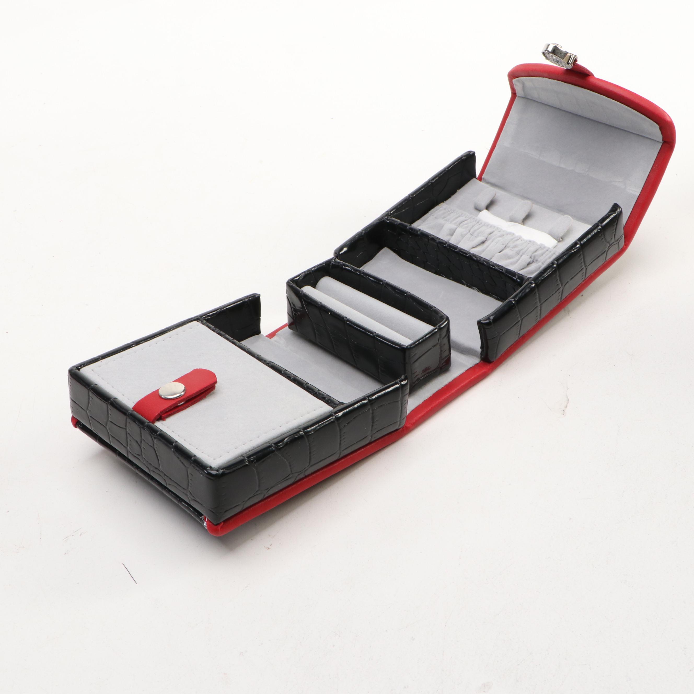 Alten International Faux Crocodile Embossed Jewelry Cases