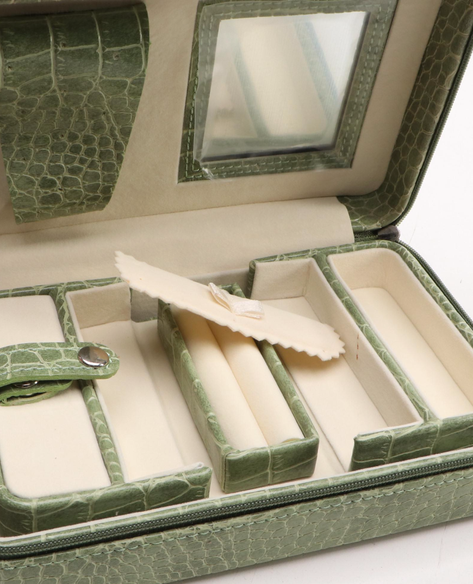 Alten International Faux Crocodile Embossed Jewelry Cases