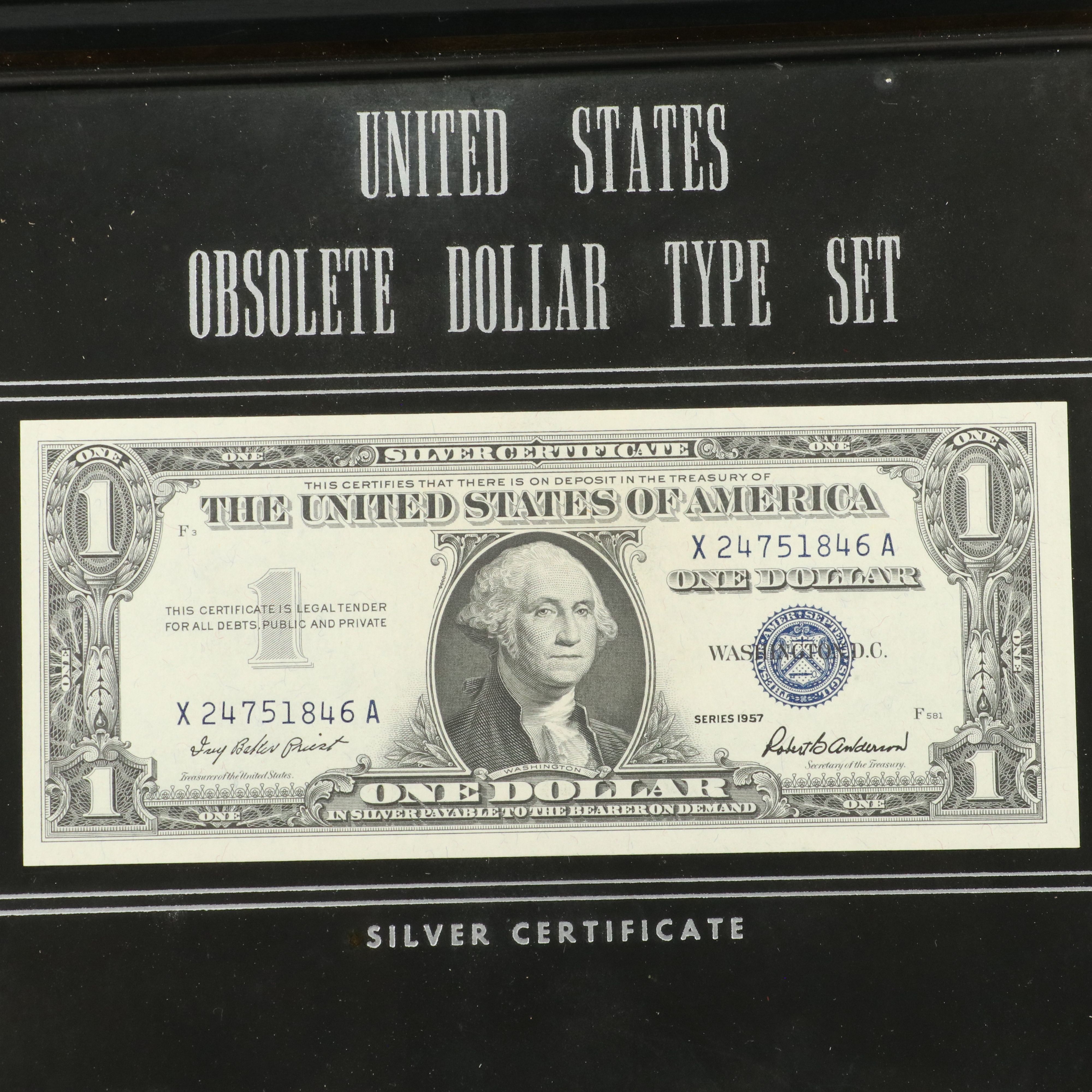 "United States Obsolete Dollar Type Set" Framed Group of Silver Dollars and More