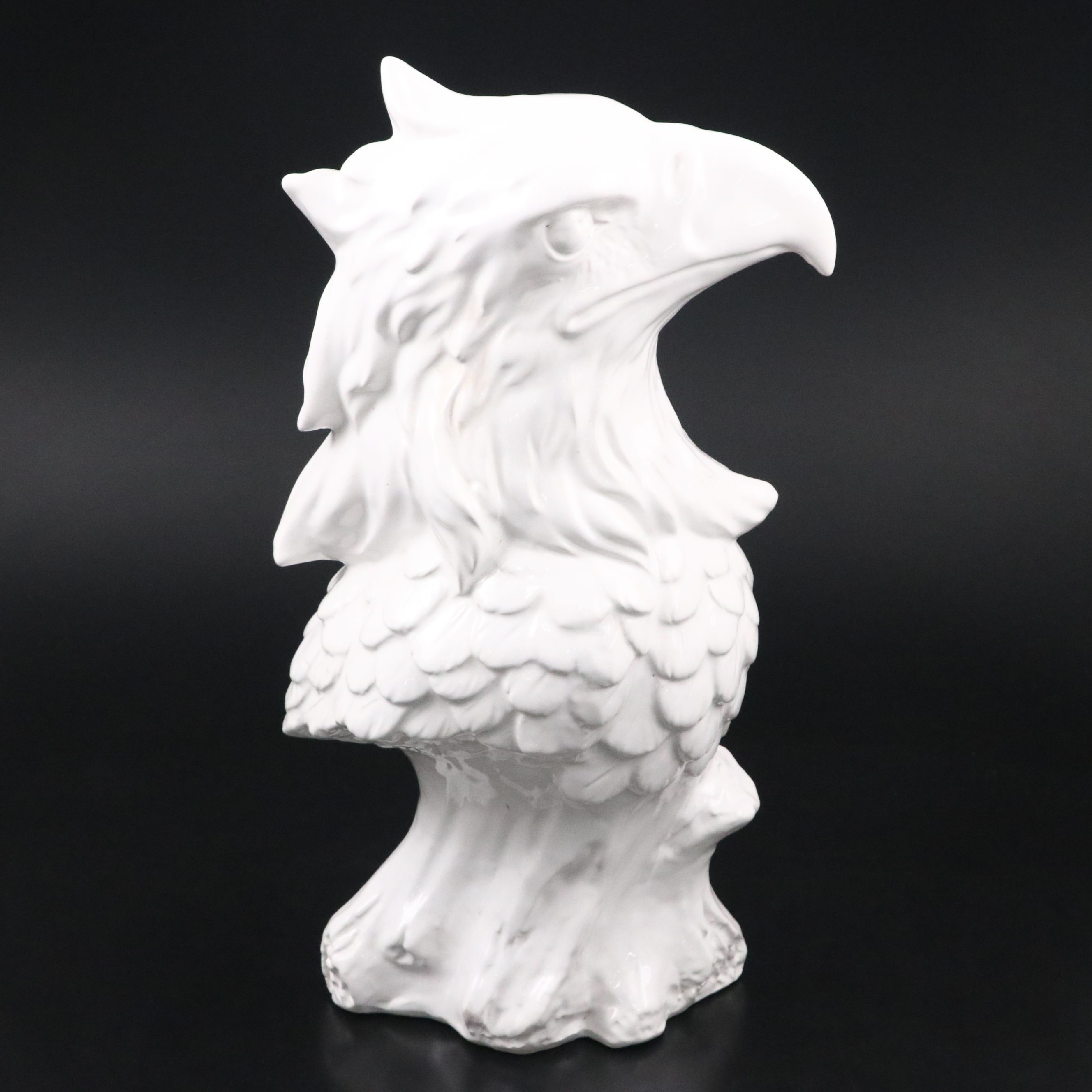 White Ceramic Eagle Bust, Mid-20th Century