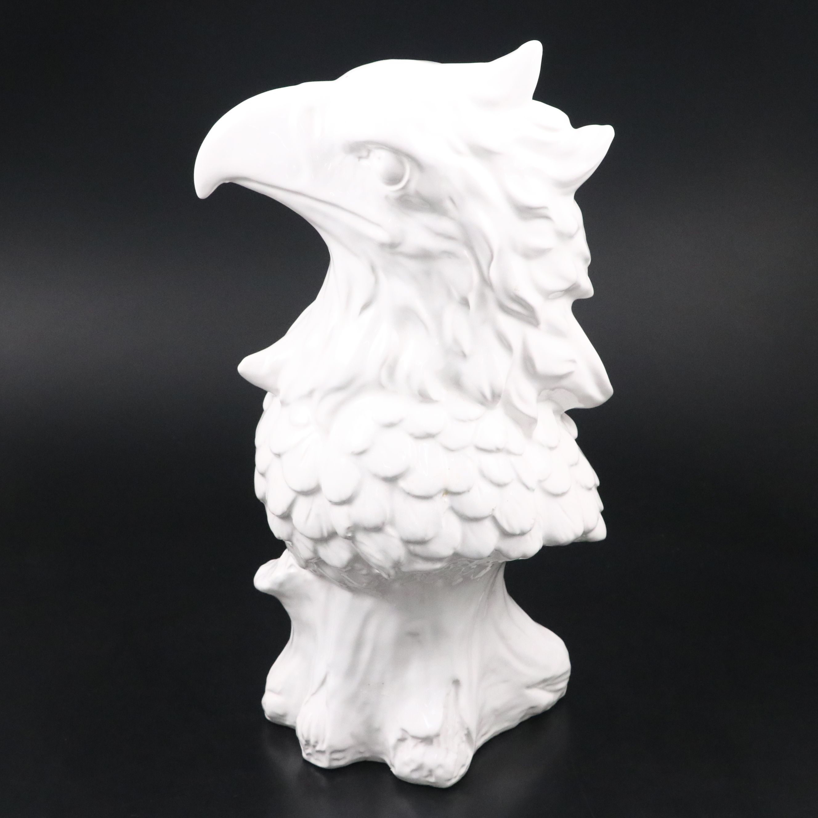 White Ceramic Eagle Bust, Mid-20th Century