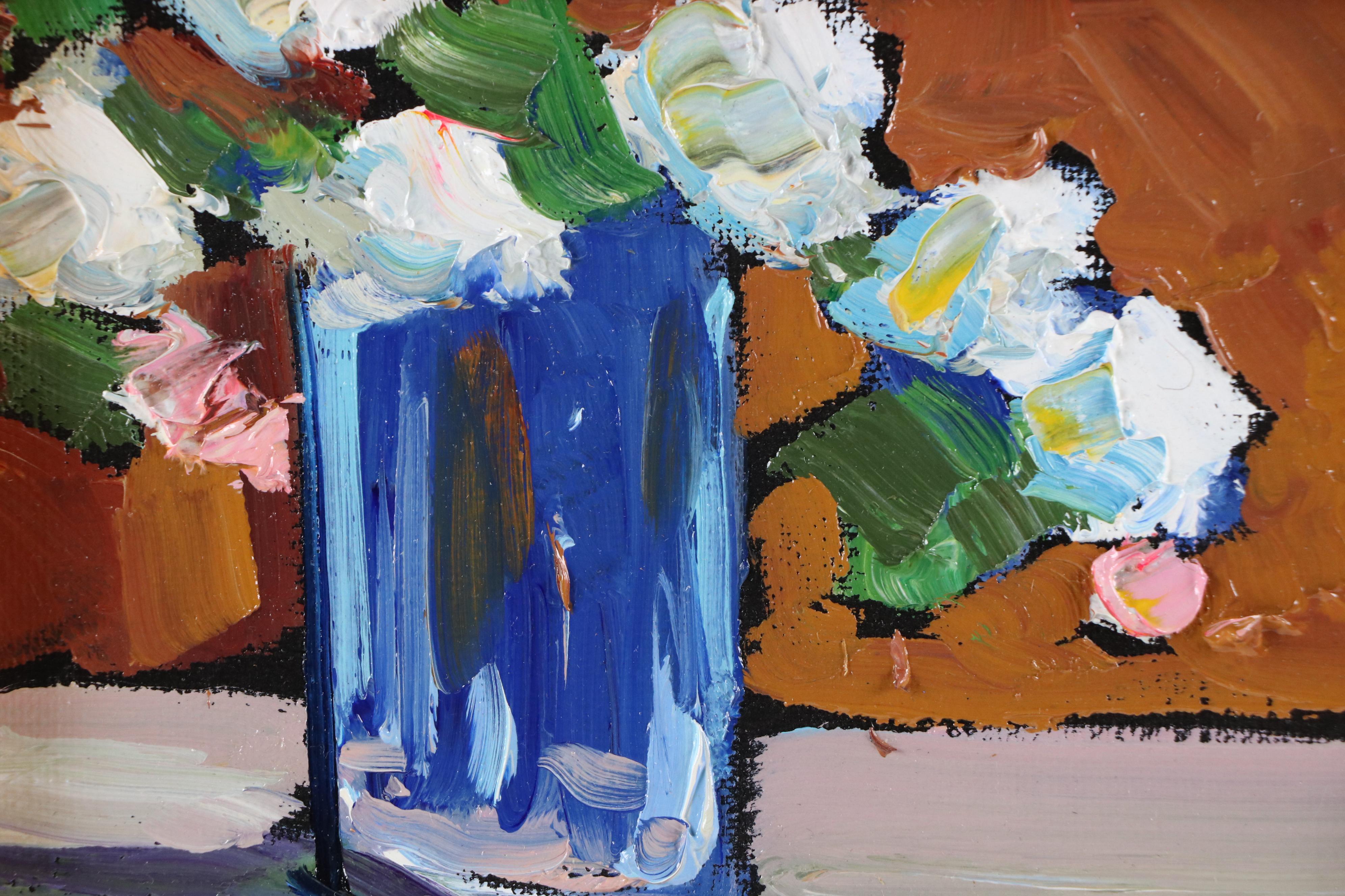 William Hawkins Still Life Oil Painting of White Flowers