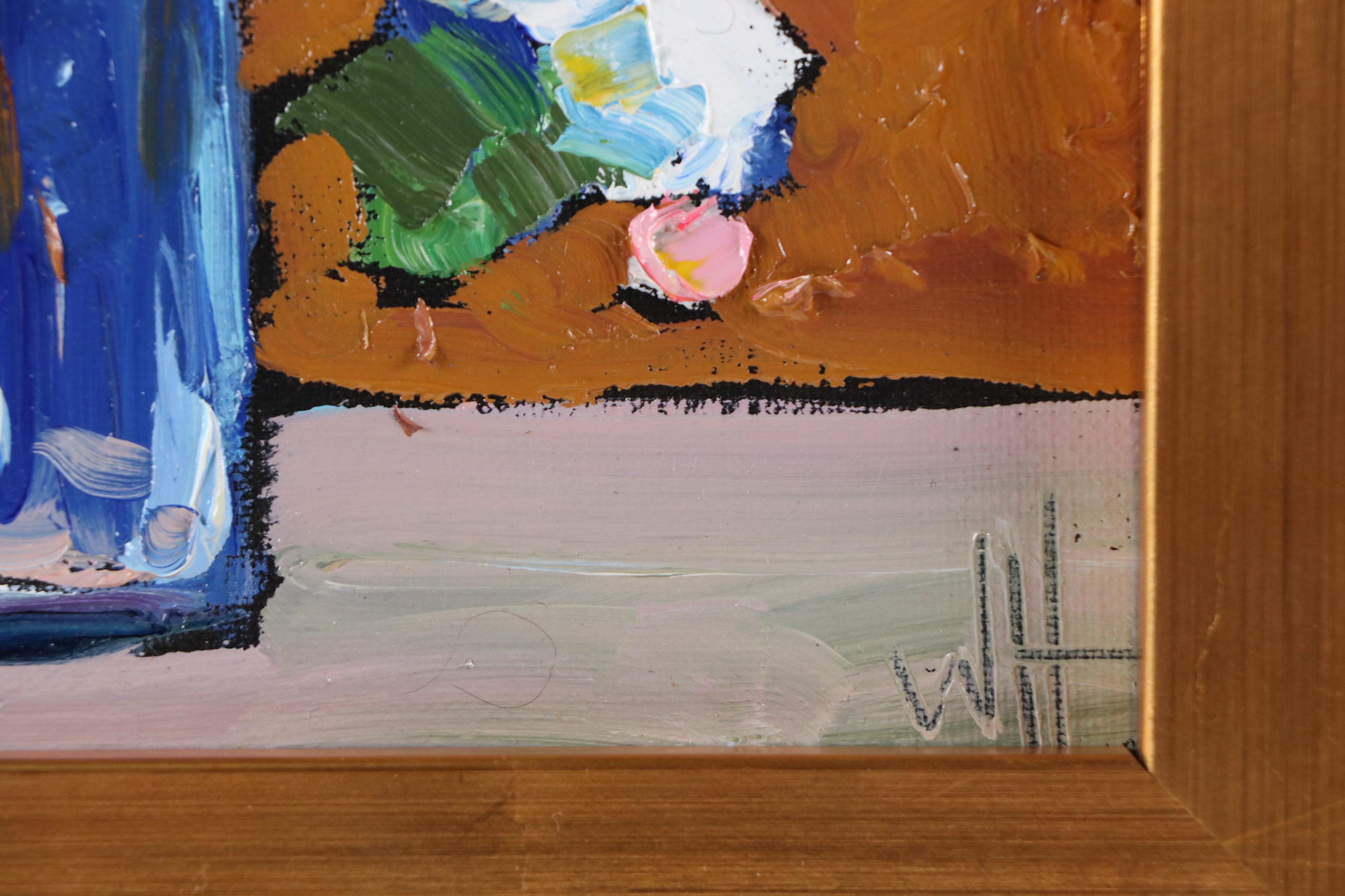 William Hawkins Still Life Oil Painting of White Flowers