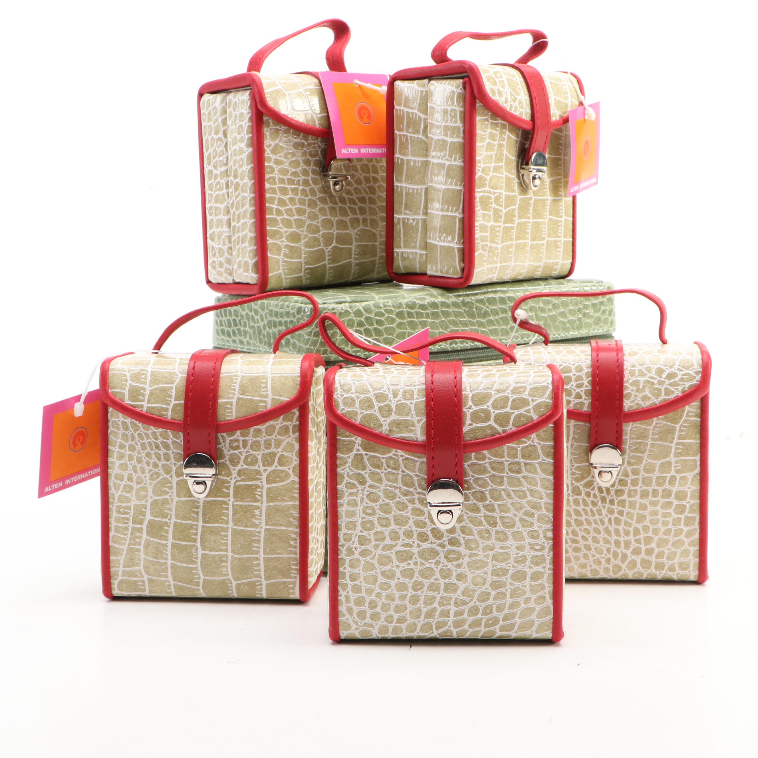 Alten International Faux Crocodile Embossed Jewelry Cases