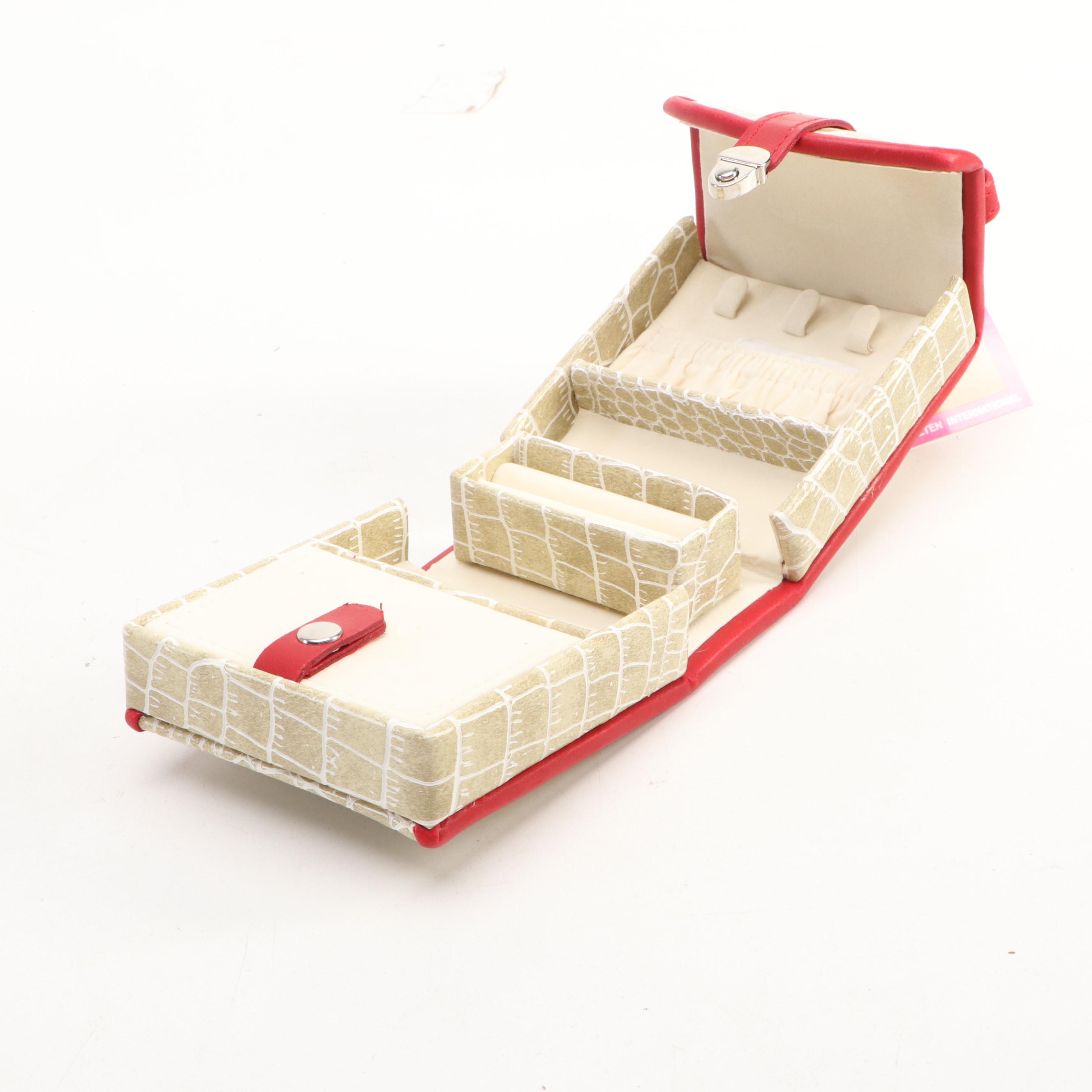 Alten International Faux Crocodile Embossed Jewelry Cases