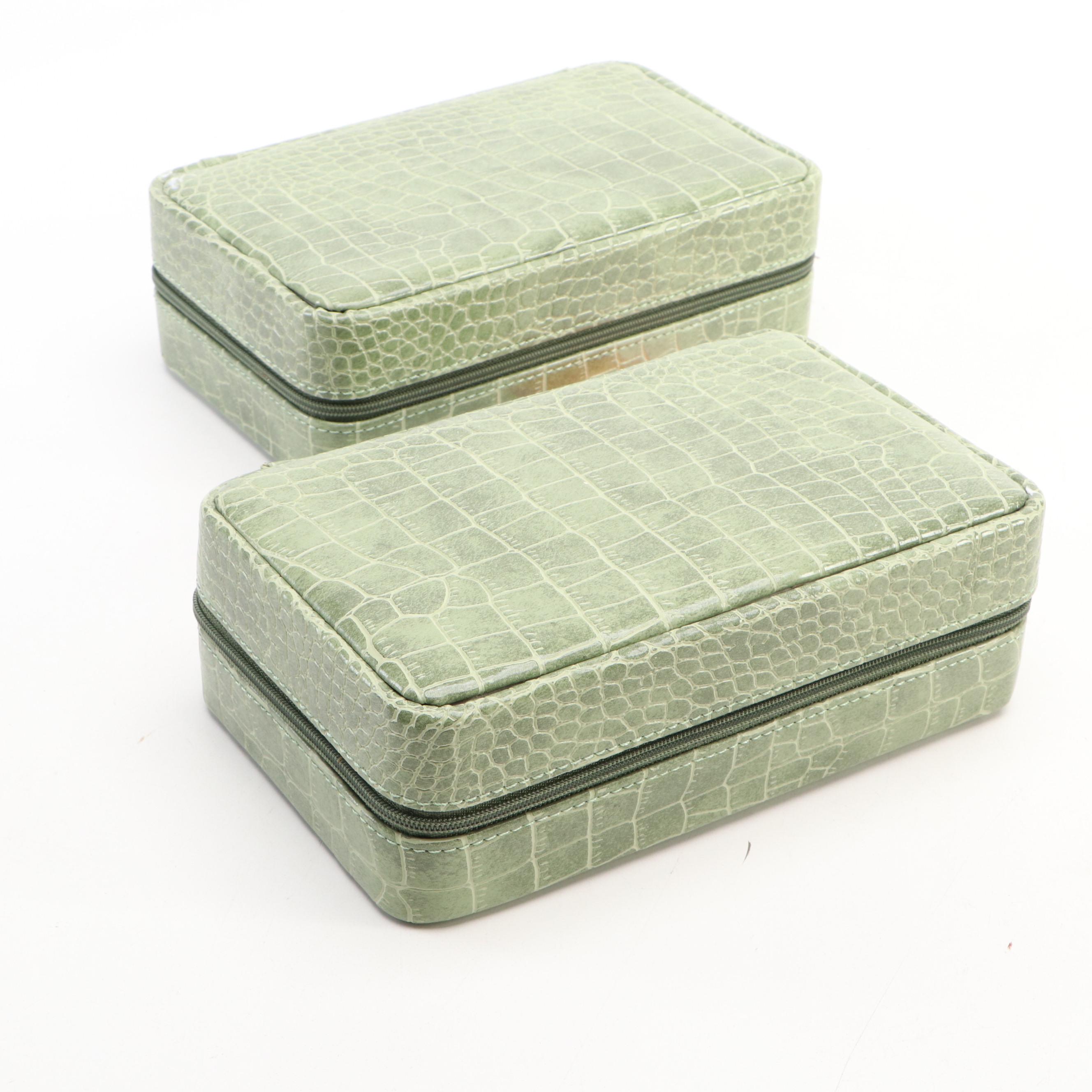 Alten International Faux Crocodile Embossed Jewelry Cases