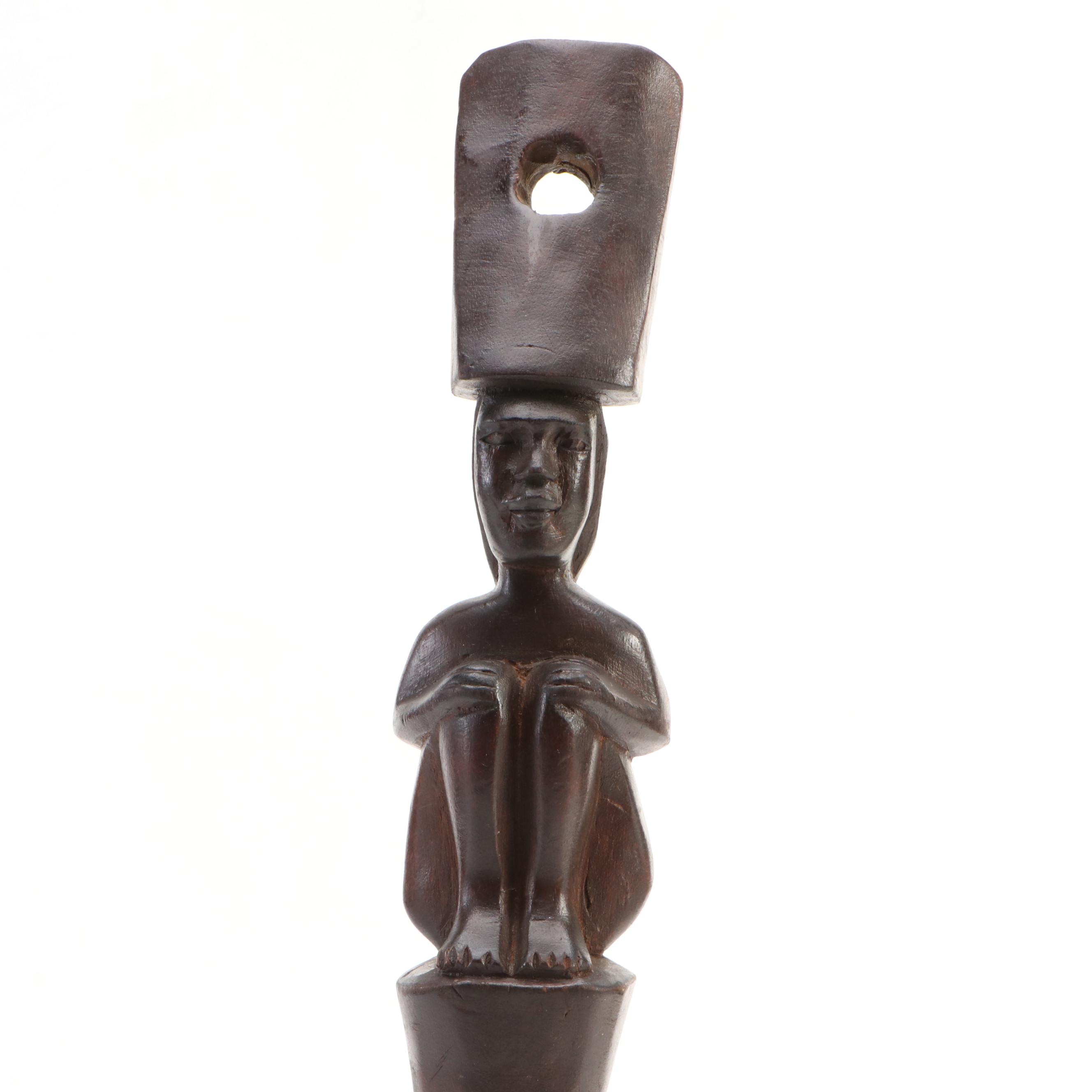 Hand-Carved Wood Figural Water Dipper