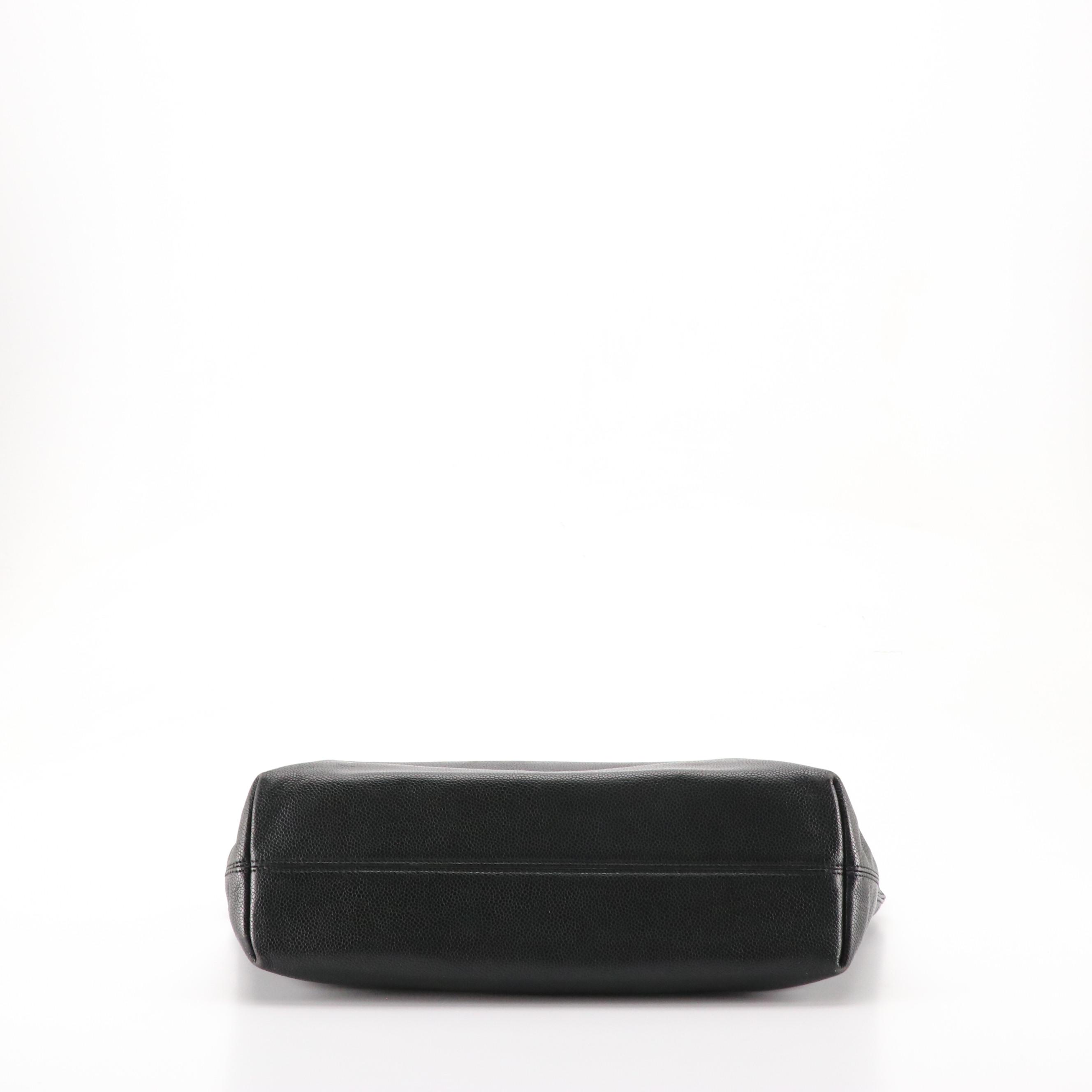 Chanel CC Stitched Tote Bag in Shiny Black Caviar Leather