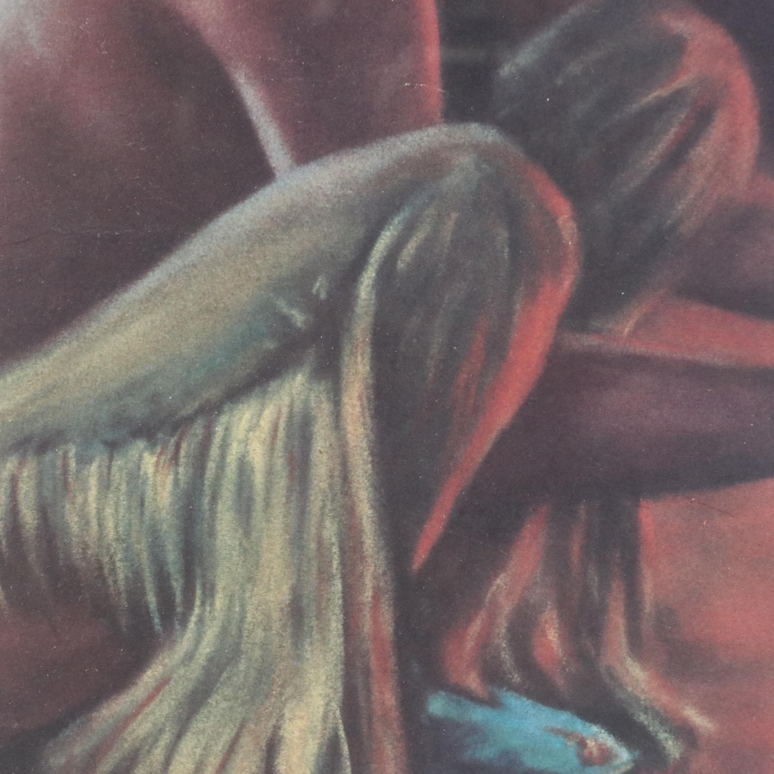 Clarence Thorpe Offset Lithograph of Indigenous Person Holding Corn, Circa 1970