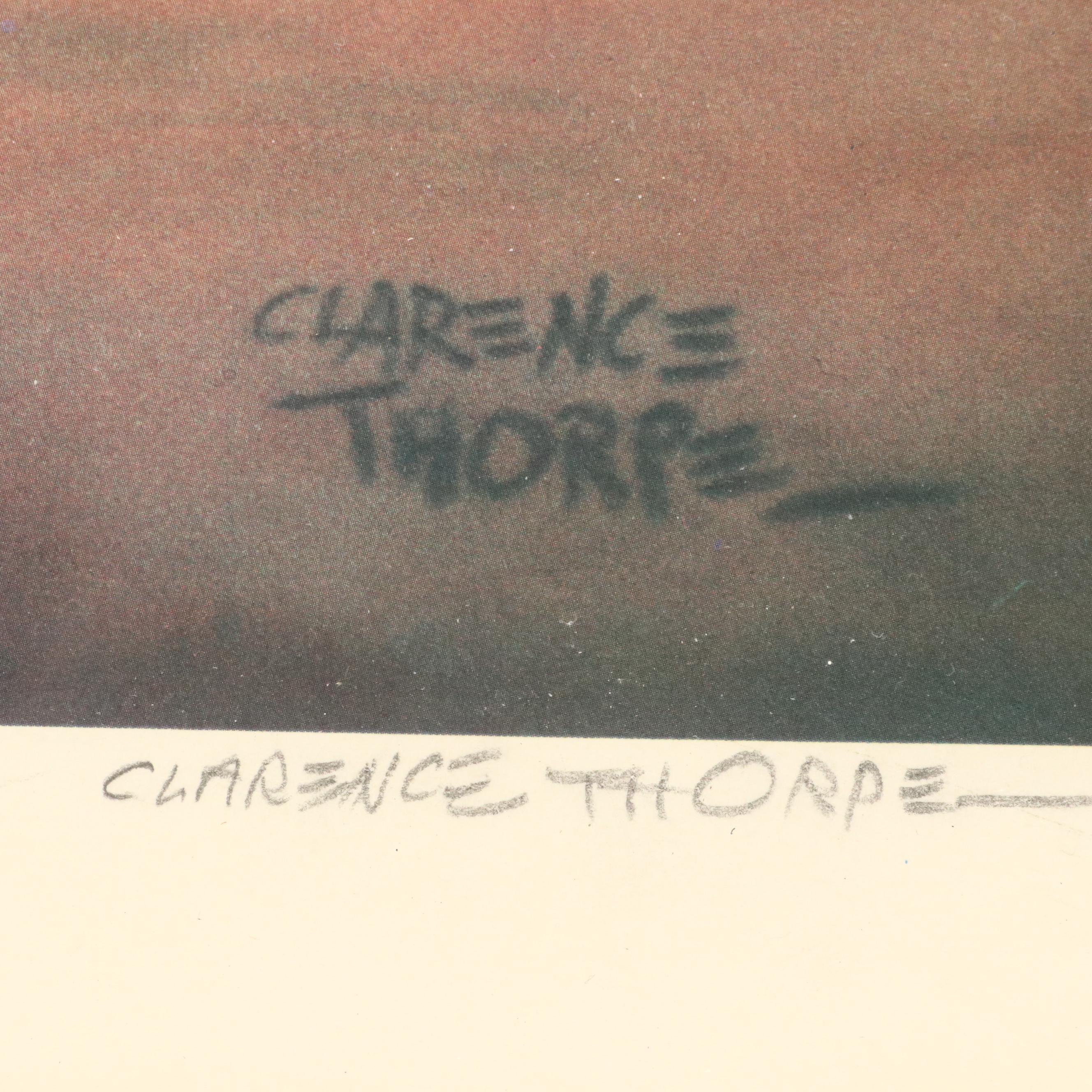 Clarence Thorpe Offset Lithograph of Indigenous Person Holding Corn, Circa 1970