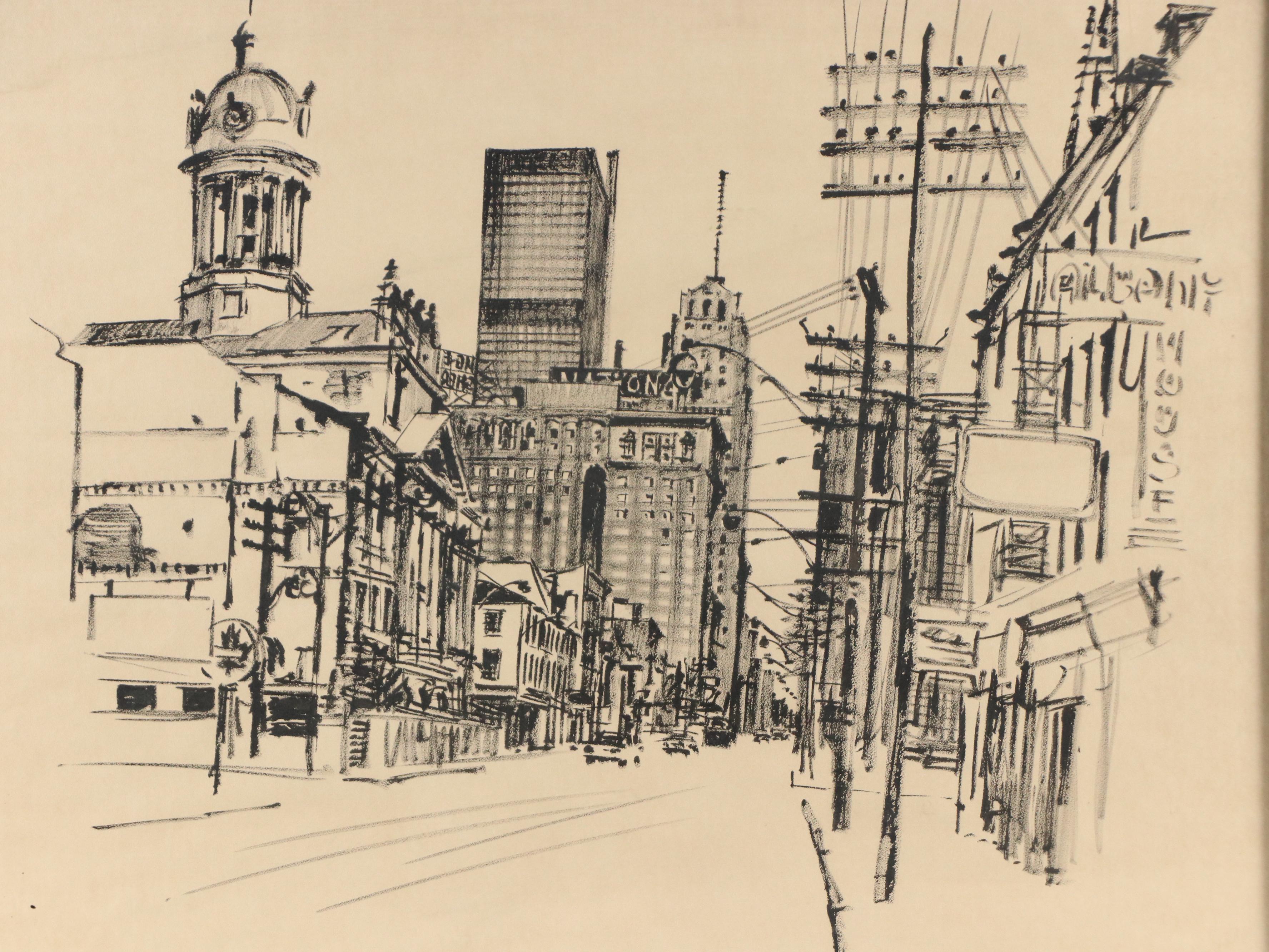 R. D. Wilson Toronto Cityscape Drawing "Old St. Lawrence Market"