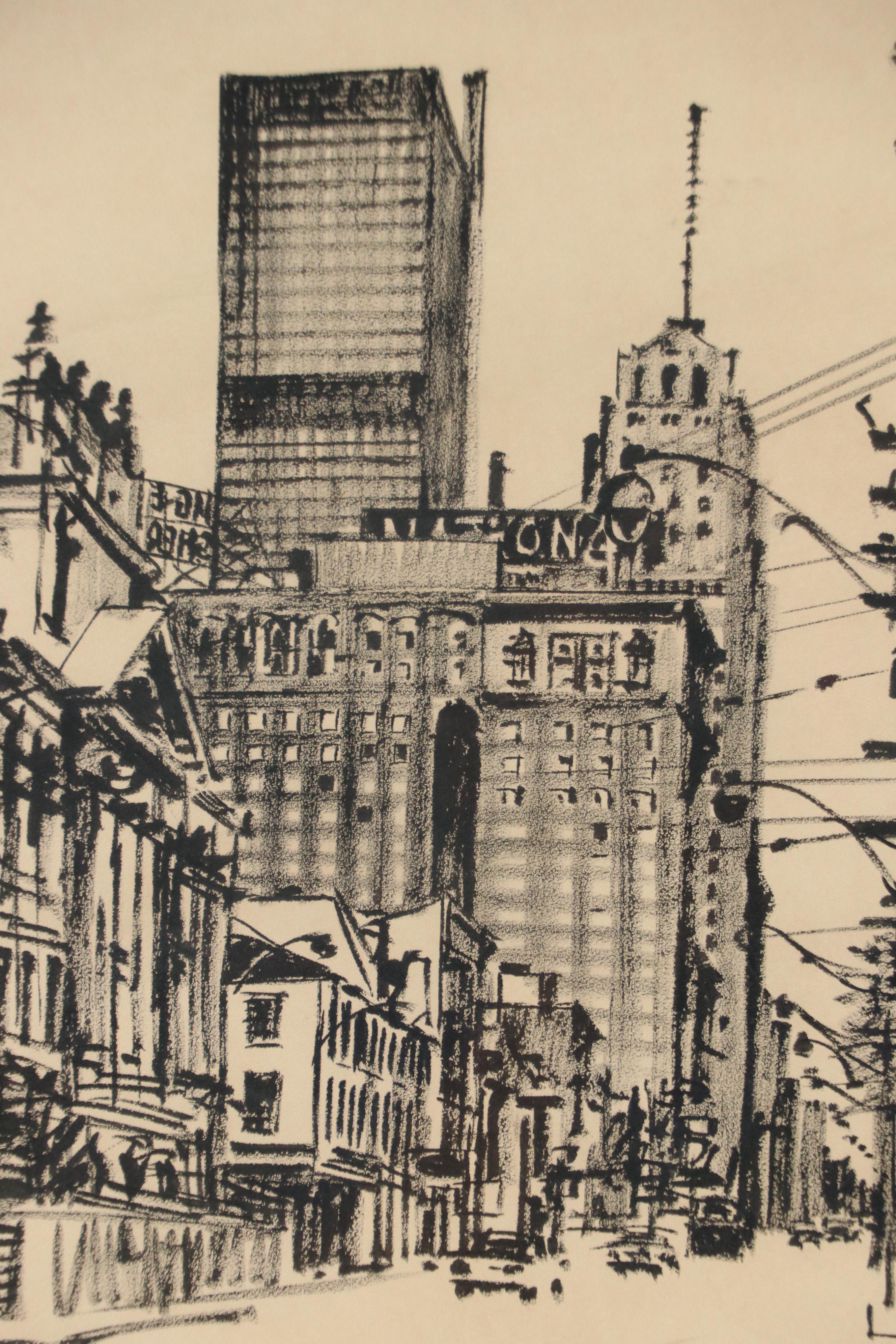 R. D. Wilson Toronto Cityscape Drawing "Old St. Lawrence Market"