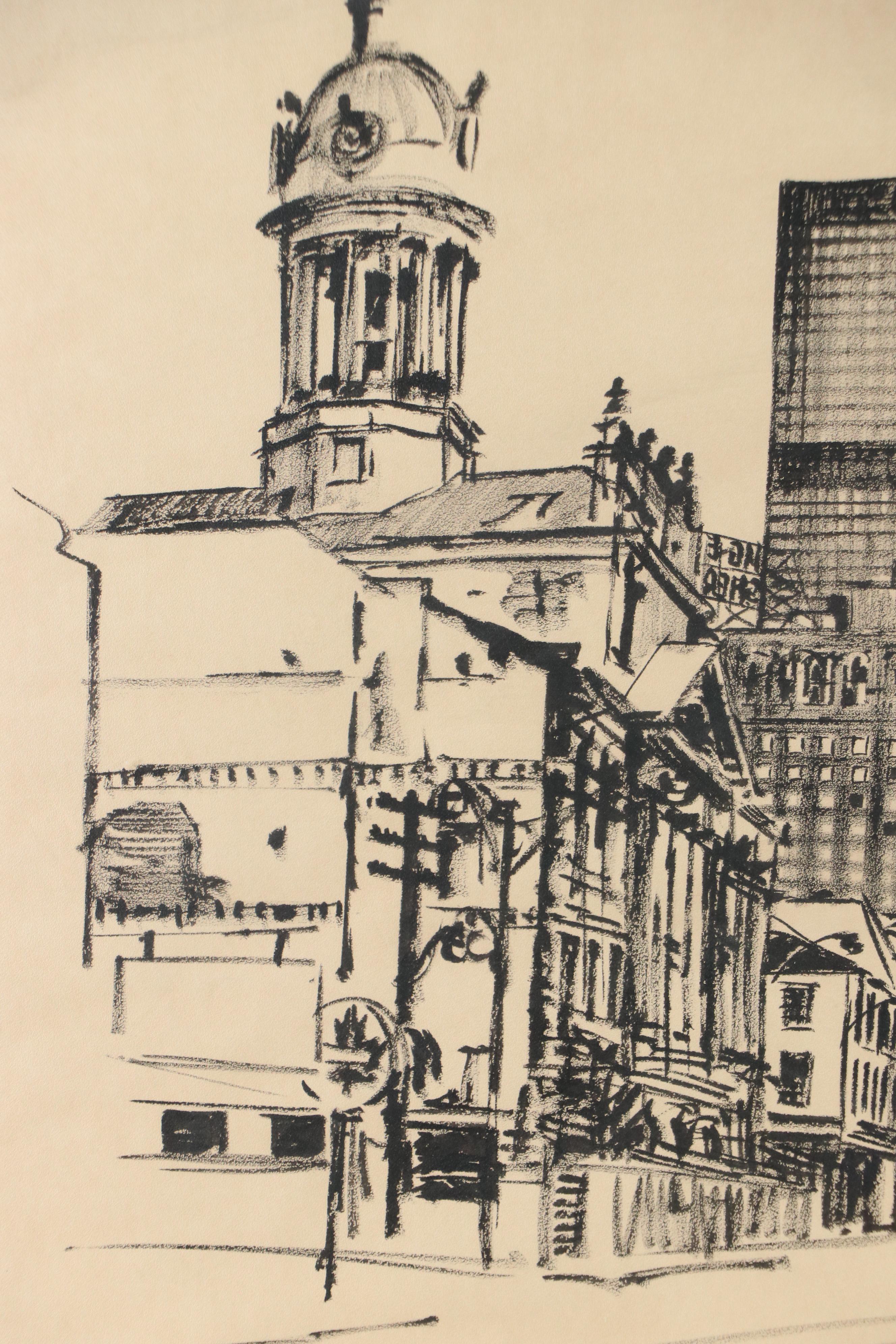R. D. Wilson Toronto Cityscape Drawing "Old St. Lawrence Market"