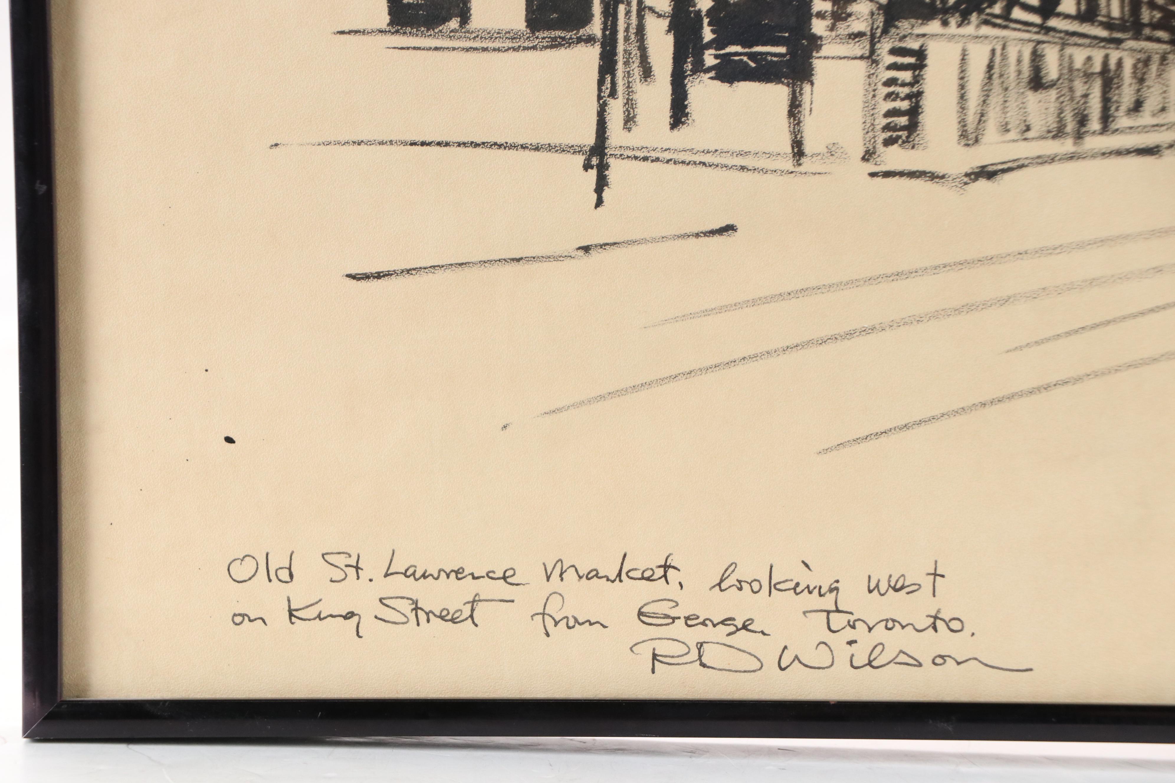 R. D. Wilson Toronto Cityscape Drawing "Old St. Lawrence Market"
