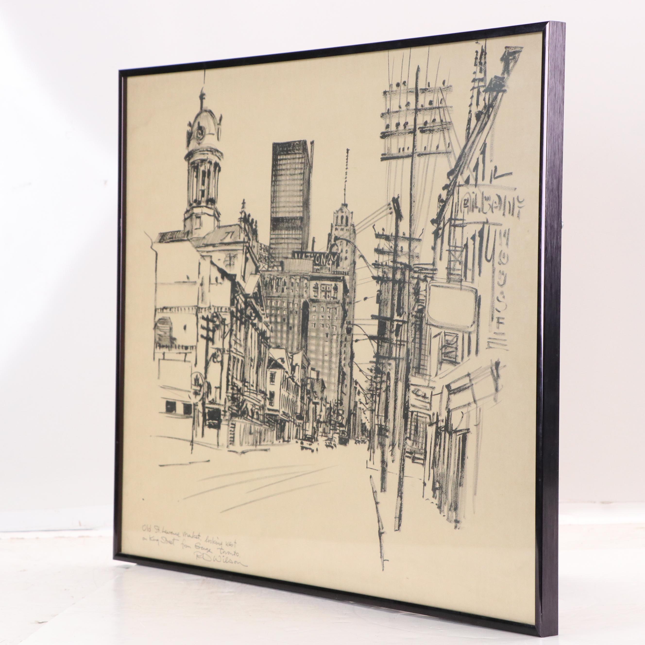 R. D. Wilson Toronto Cityscape Drawing "Old St. Lawrence Market"