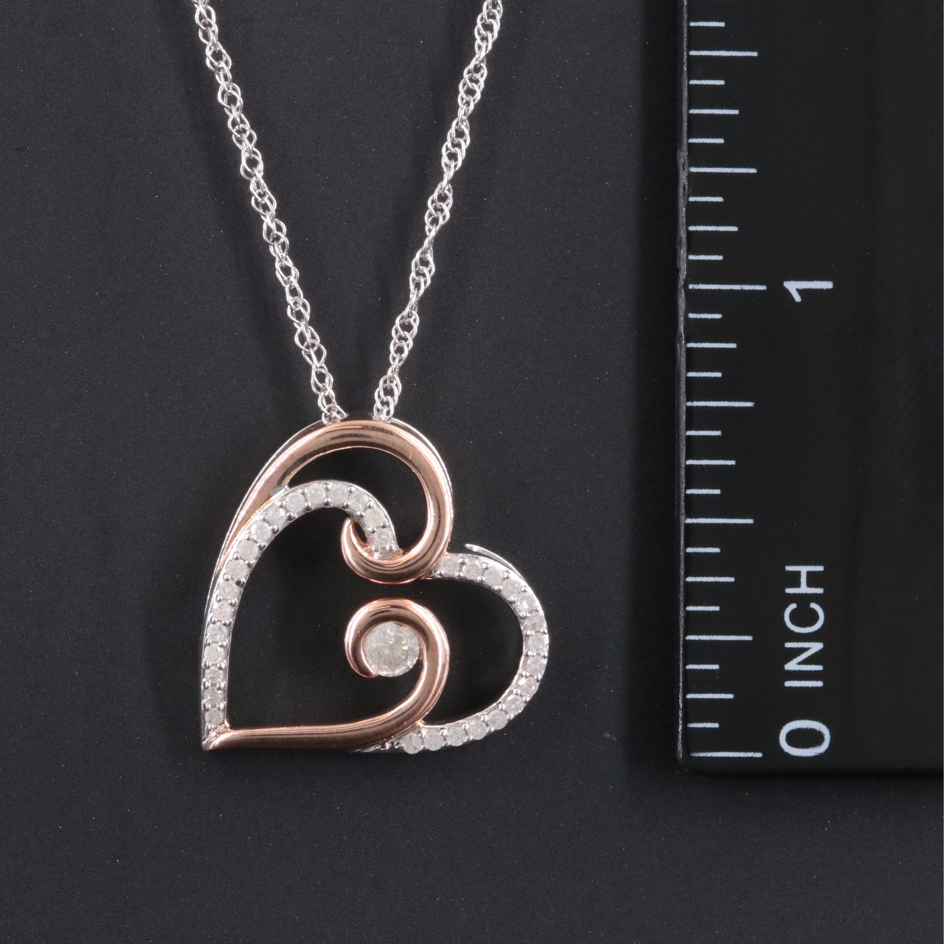 Sterling Diamond Heart Pendant Necklace