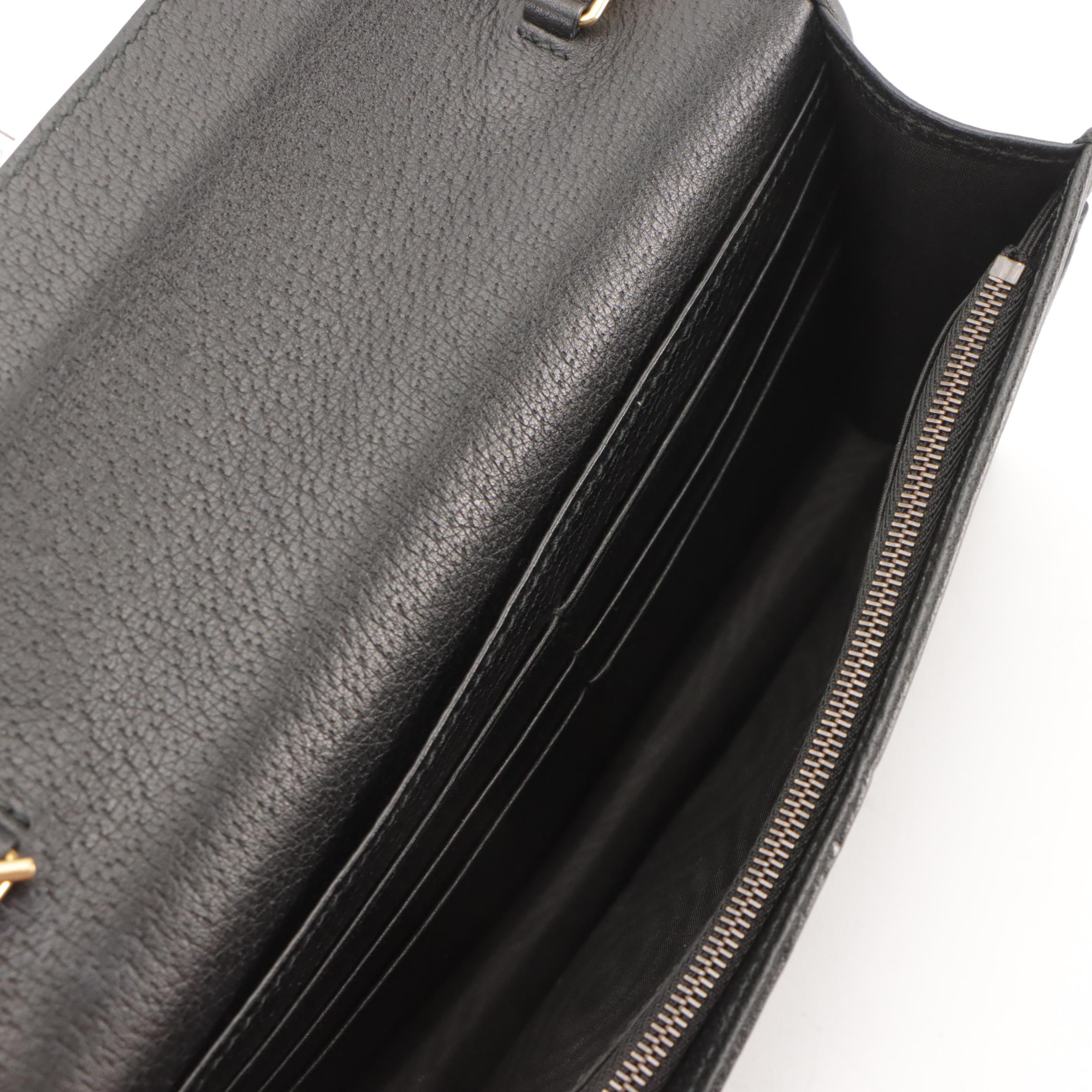 Gucci GG Marmont Crystal Wallet on Chain in Black Leather