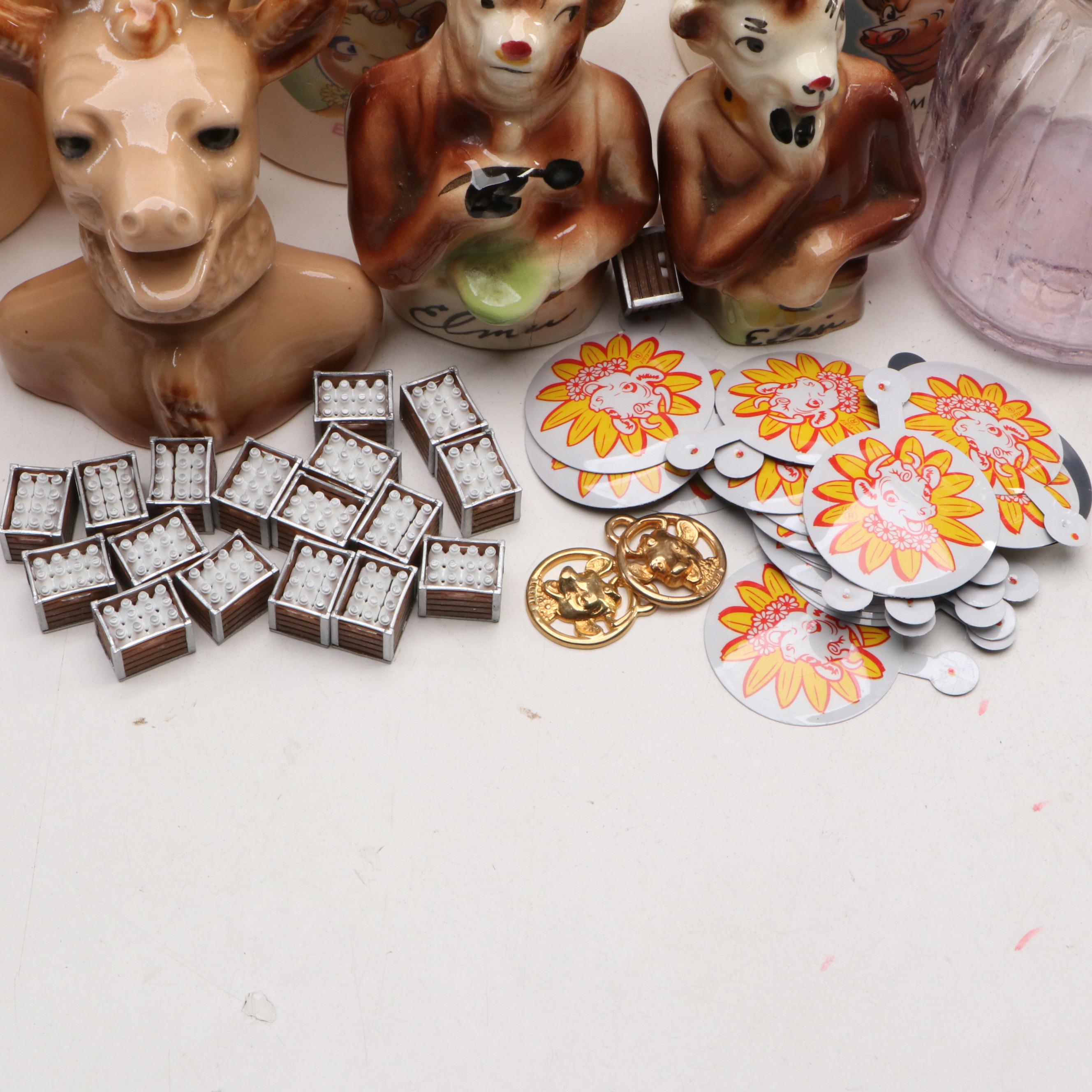 Borden "Elsie the Cow" Ceramic Cookie Jar with Mugs and More Collectibles