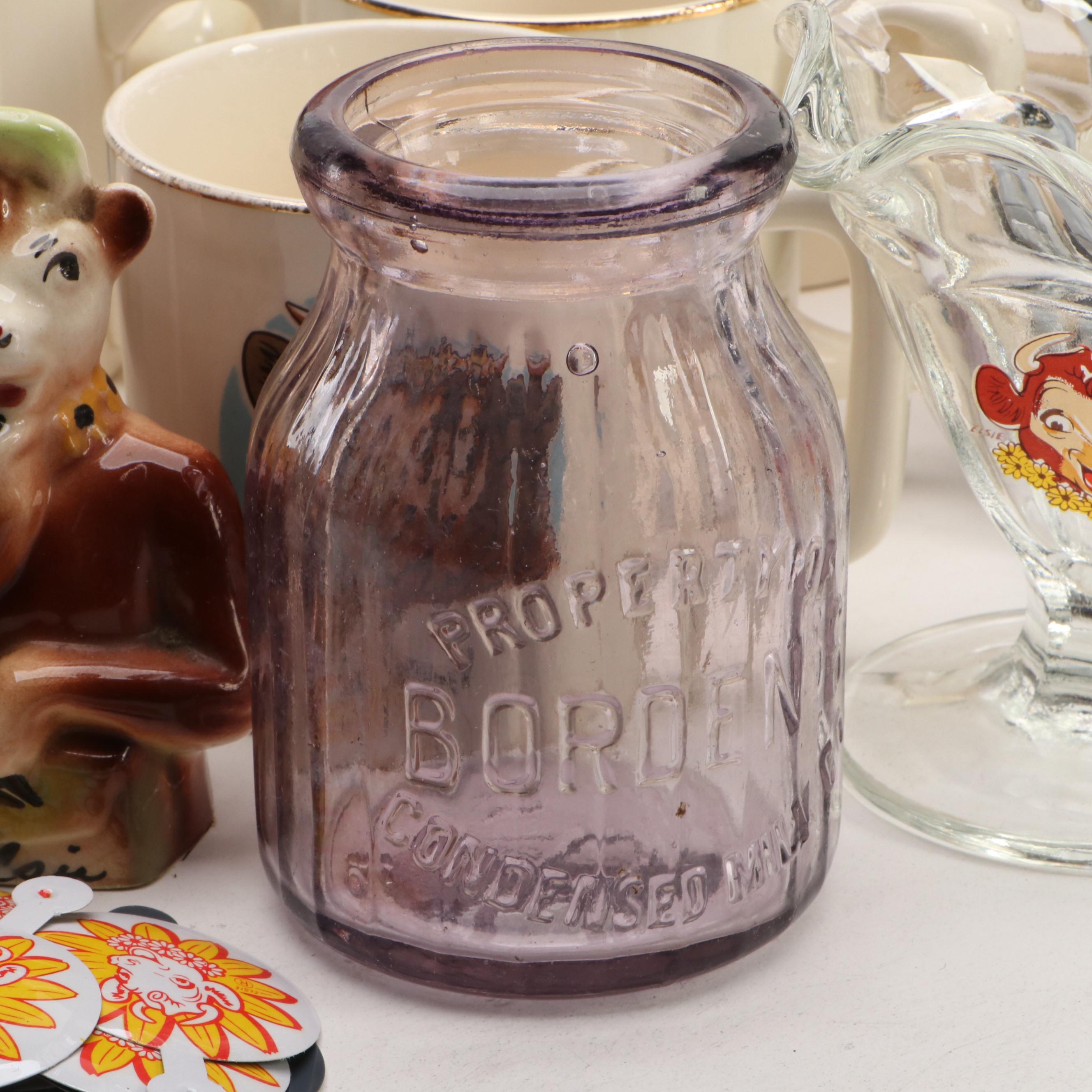Borden "Elsie the Cow" Ceramic Cookie Jar with Mugs and More Collectibles