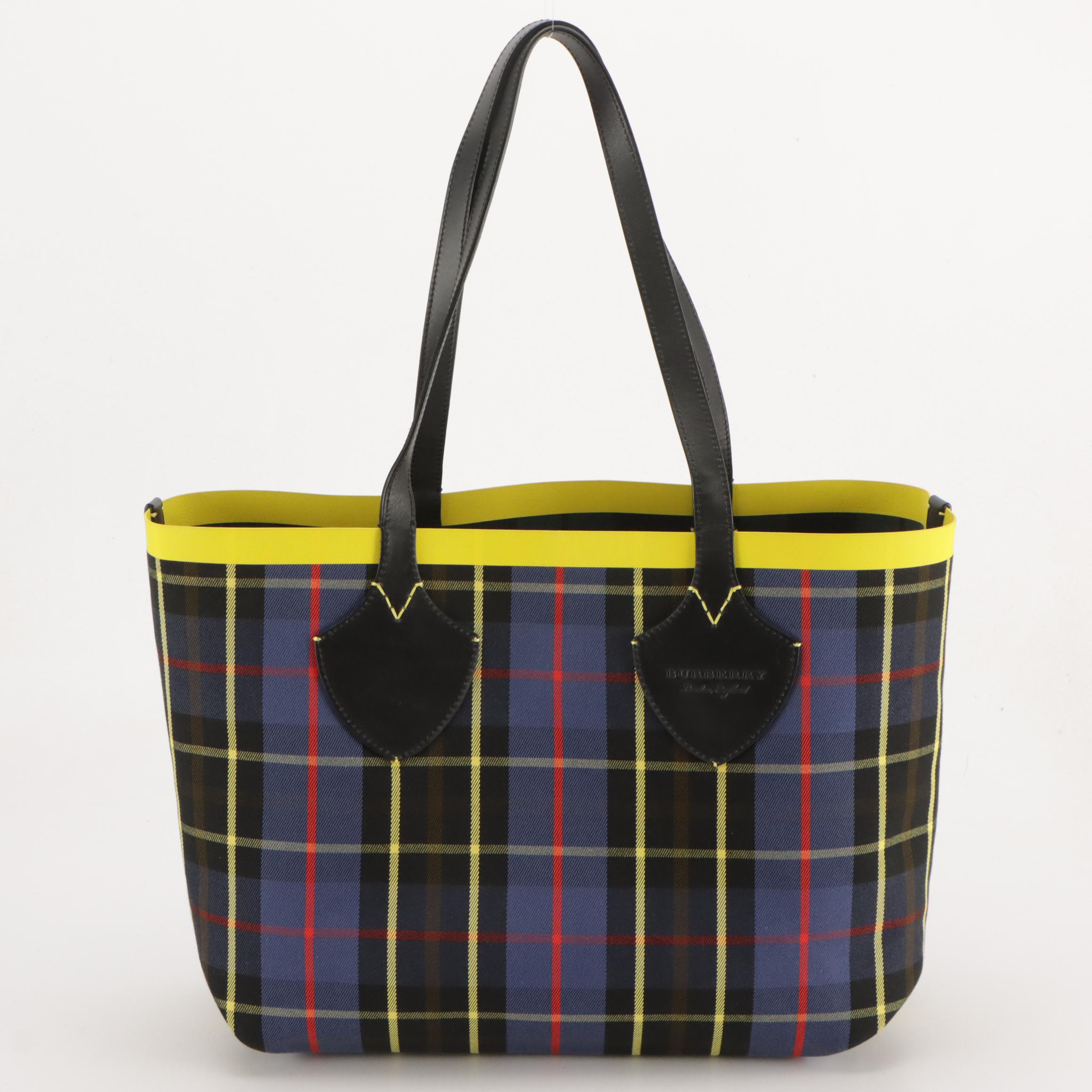 Burberry Medium Reversible Tote in Giant Check Canvas and Leather Trim