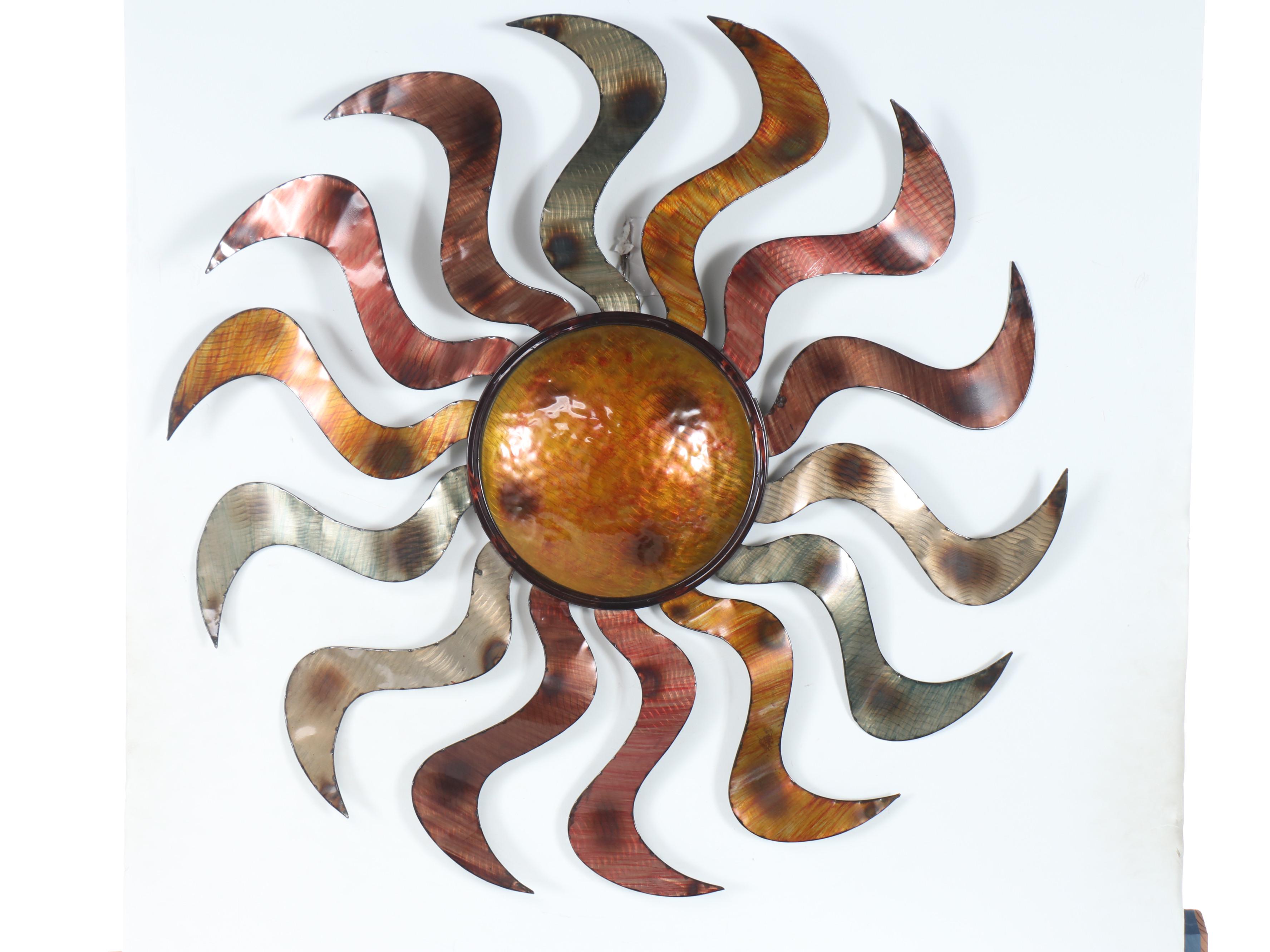 Metal Sun Wall Décor with Metal Sun Hanging Mirror