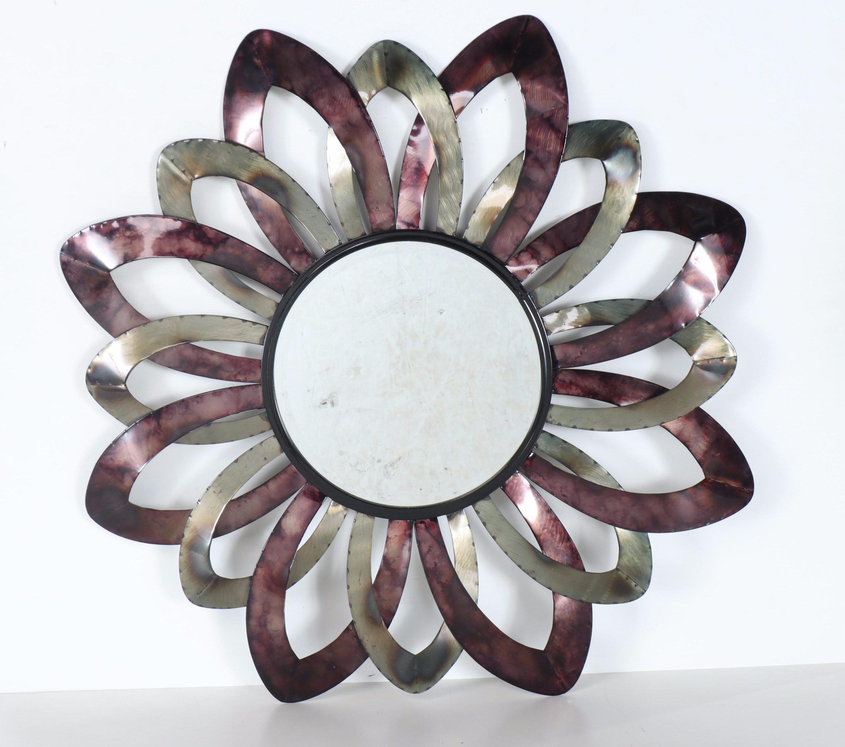Metal Sun Wall Décor with Metal Sun Hanging Mirror