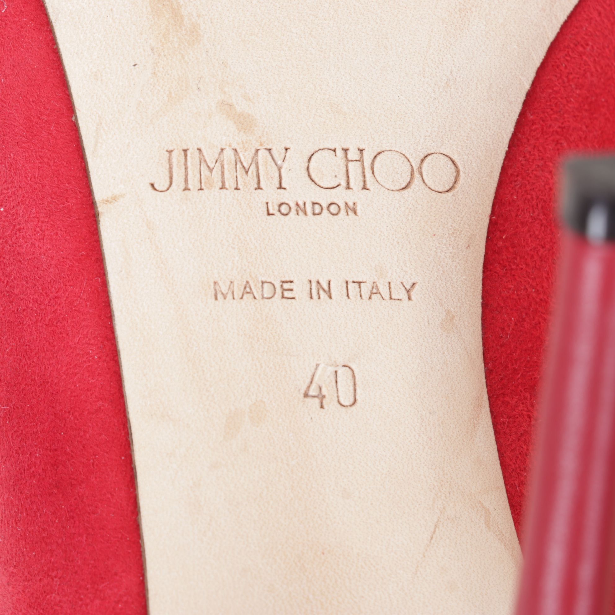 Jimmy Choo Macaw Red Suede Nappa Lace-Up Slingback Peep-Toe Pumps