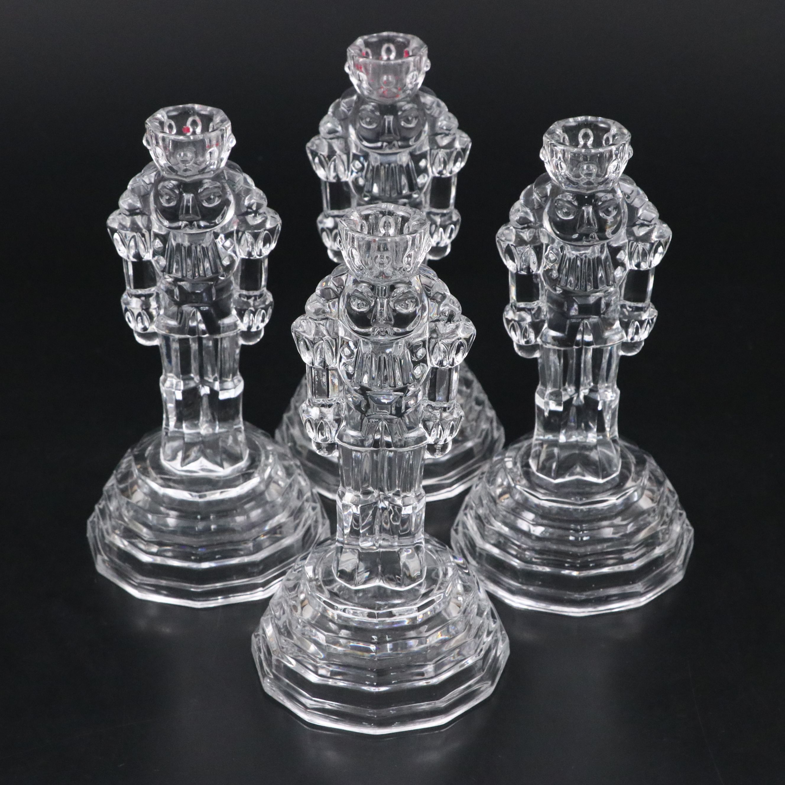 Nutcracker-Shaped Crystal Candlesticks