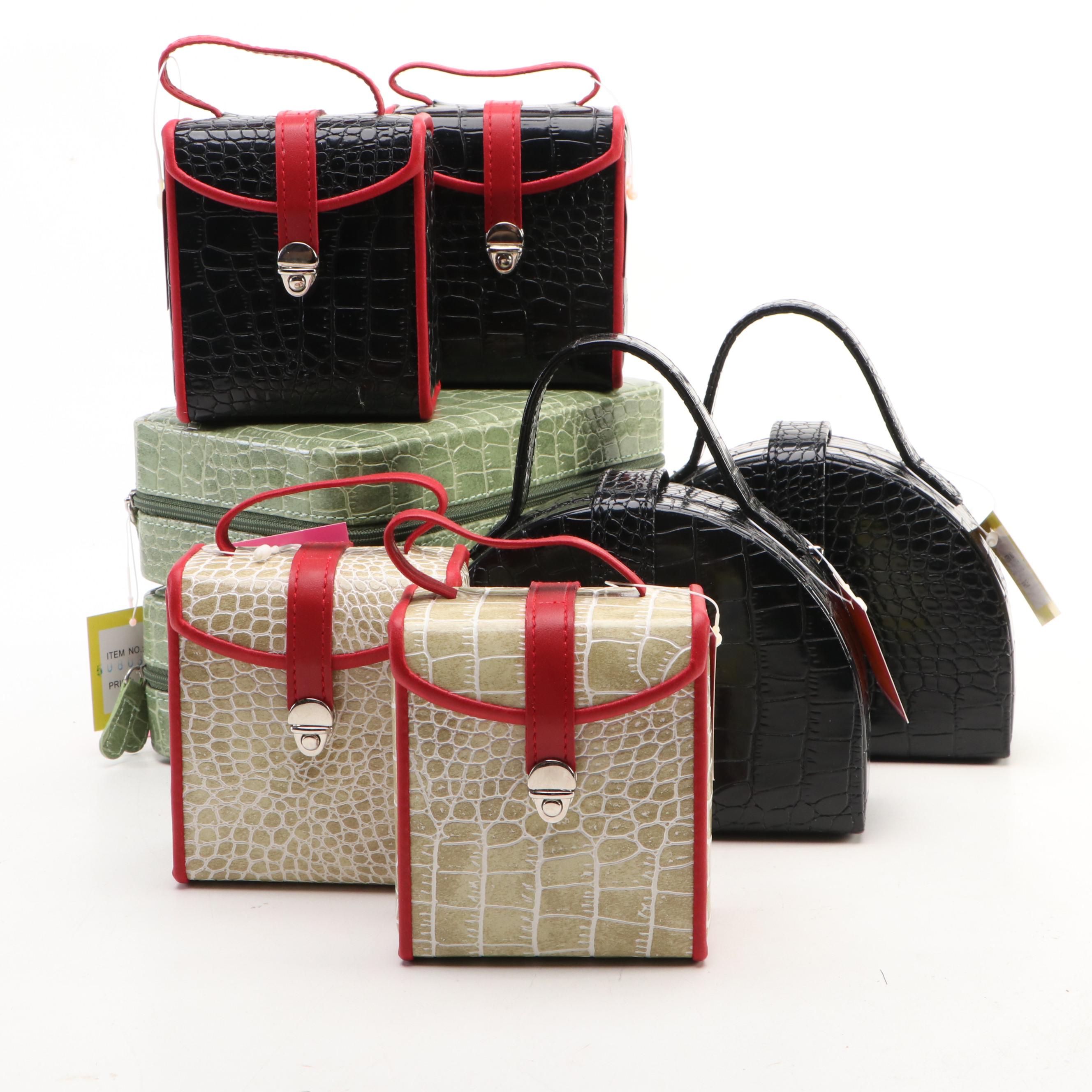 Alten International Faux Embossed Croc Travel Jewelry Boxes