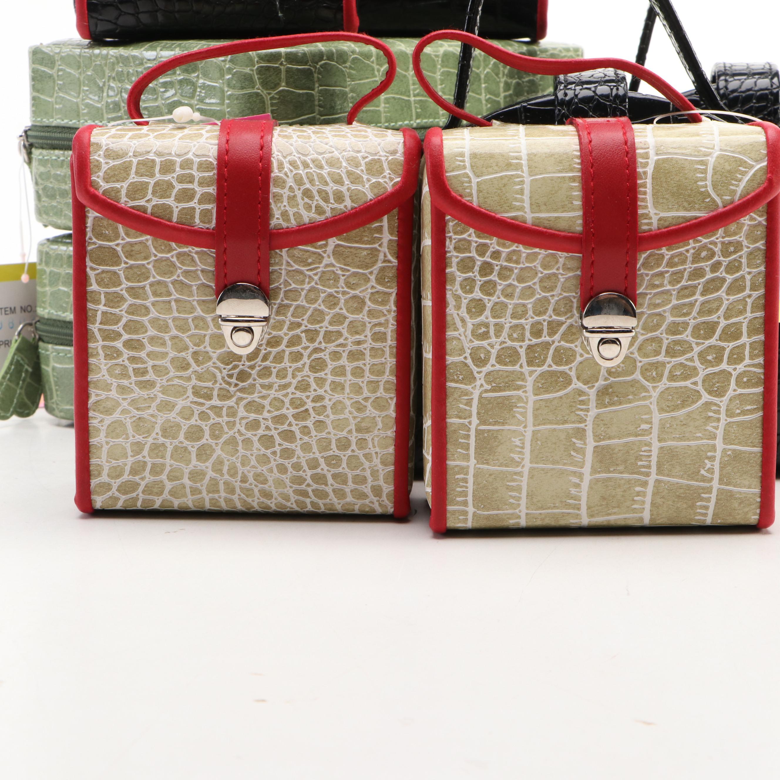 Alten International Faux Embossed Croc Travel Jewelry Boxes