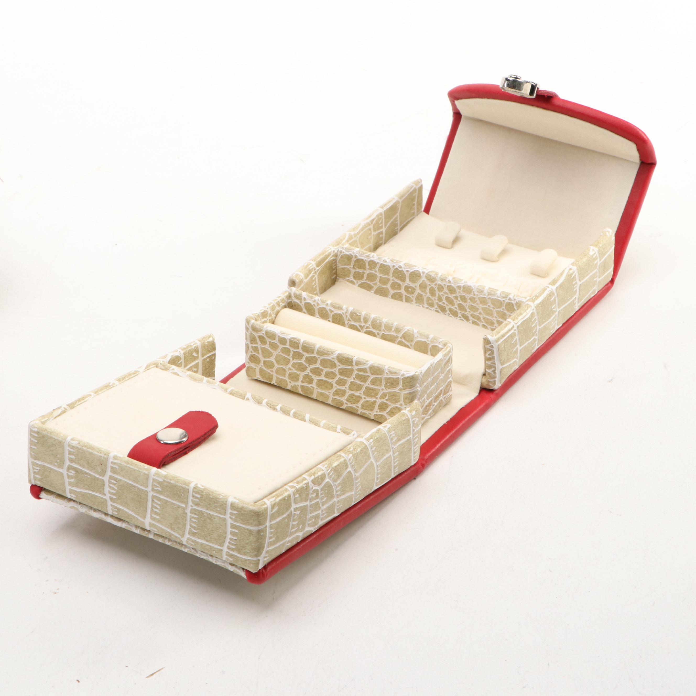 Alten International Faux Embossed Croc Travel Jewelry Boxes