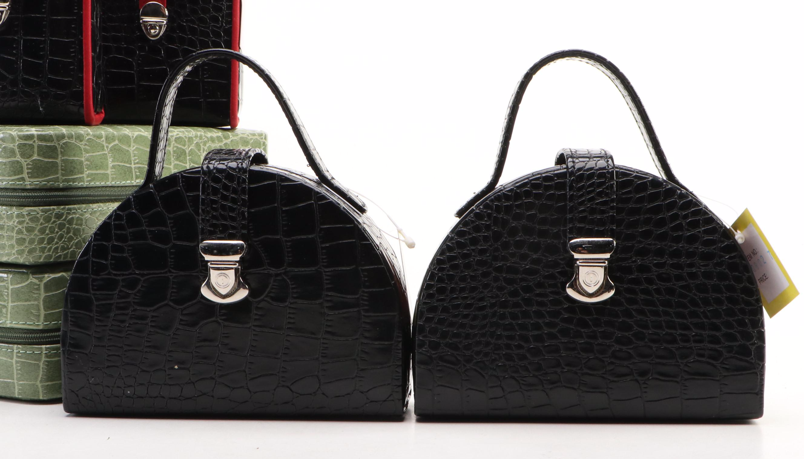 Alten International Faux Embossed Croc Travel Jewelry Boxes