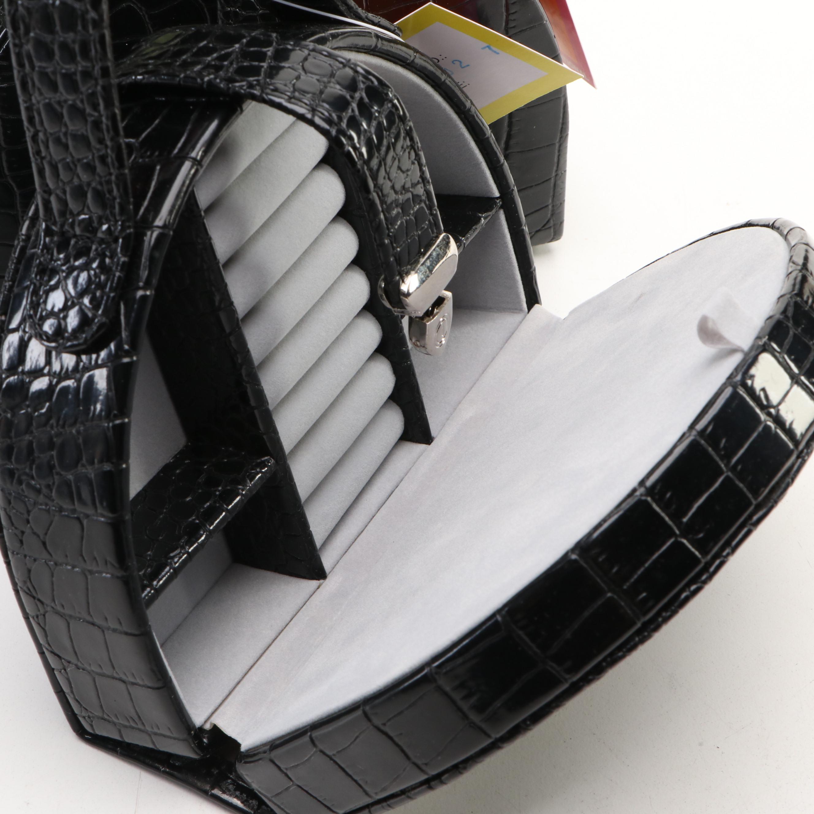 Alten International Faux Embossed Croc Travel Jewelry Boxes