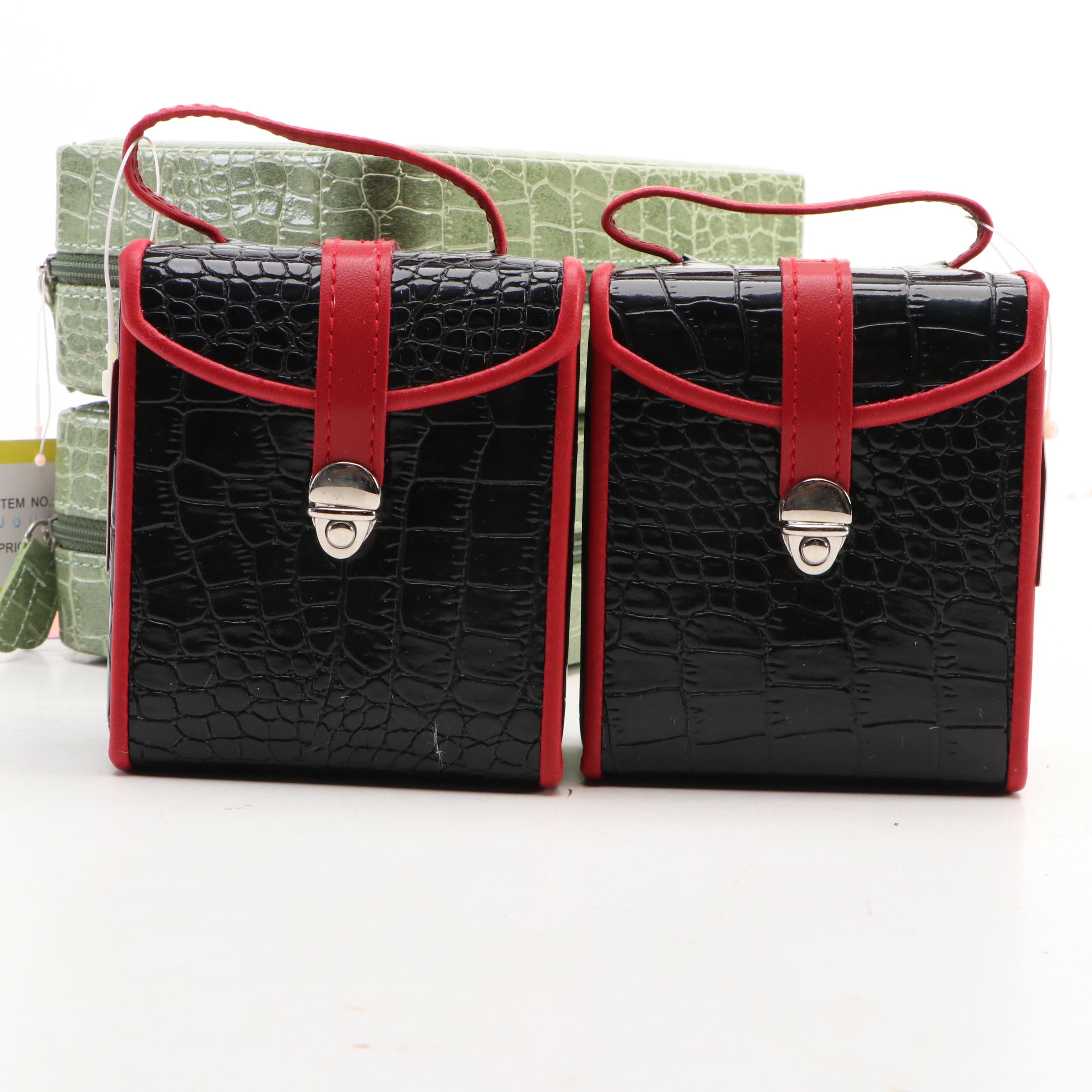 Alten International Faux Embossed Croc Travel Jewelry Boxes