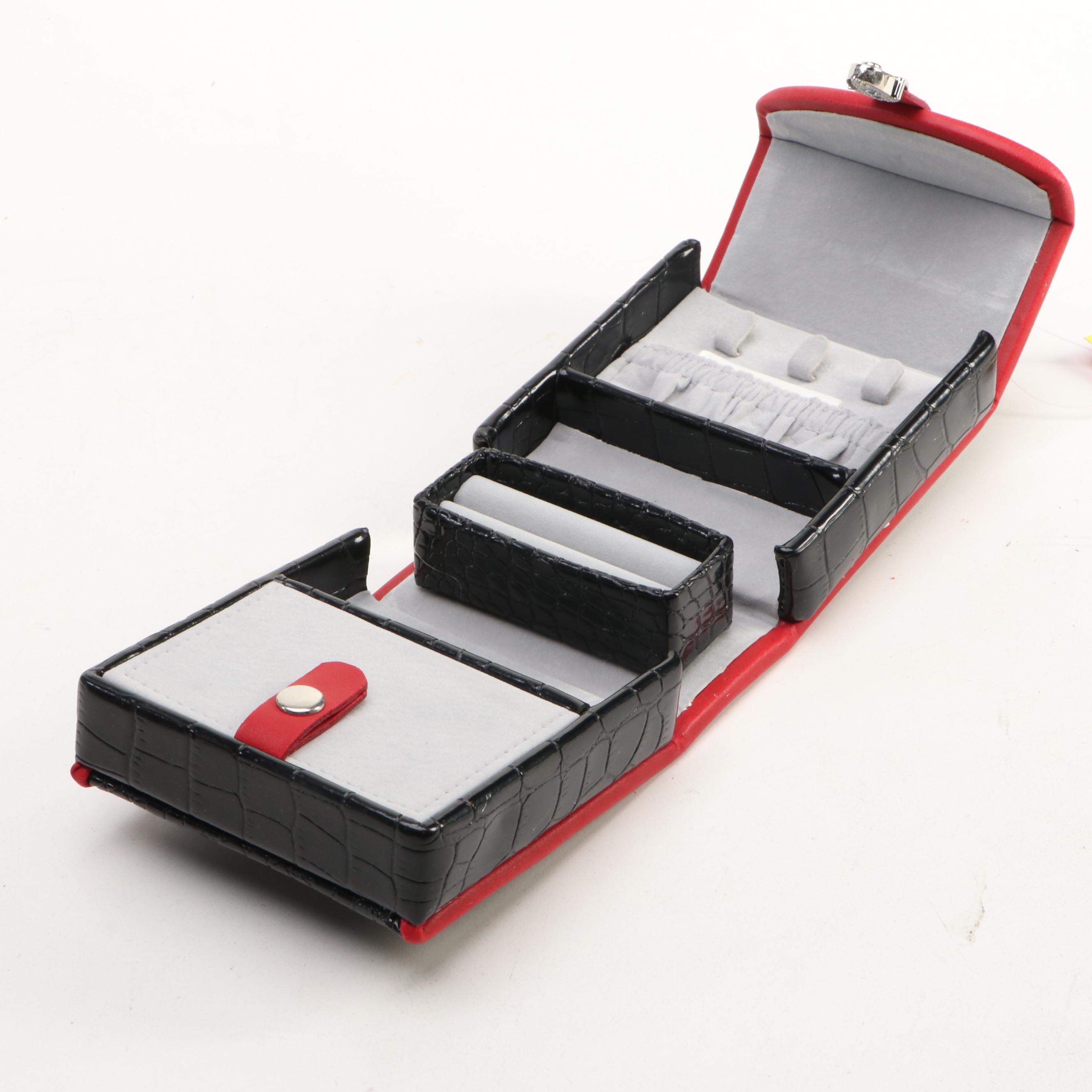 Alten International Faux Embossed Croc Travel Jewelry Boxes