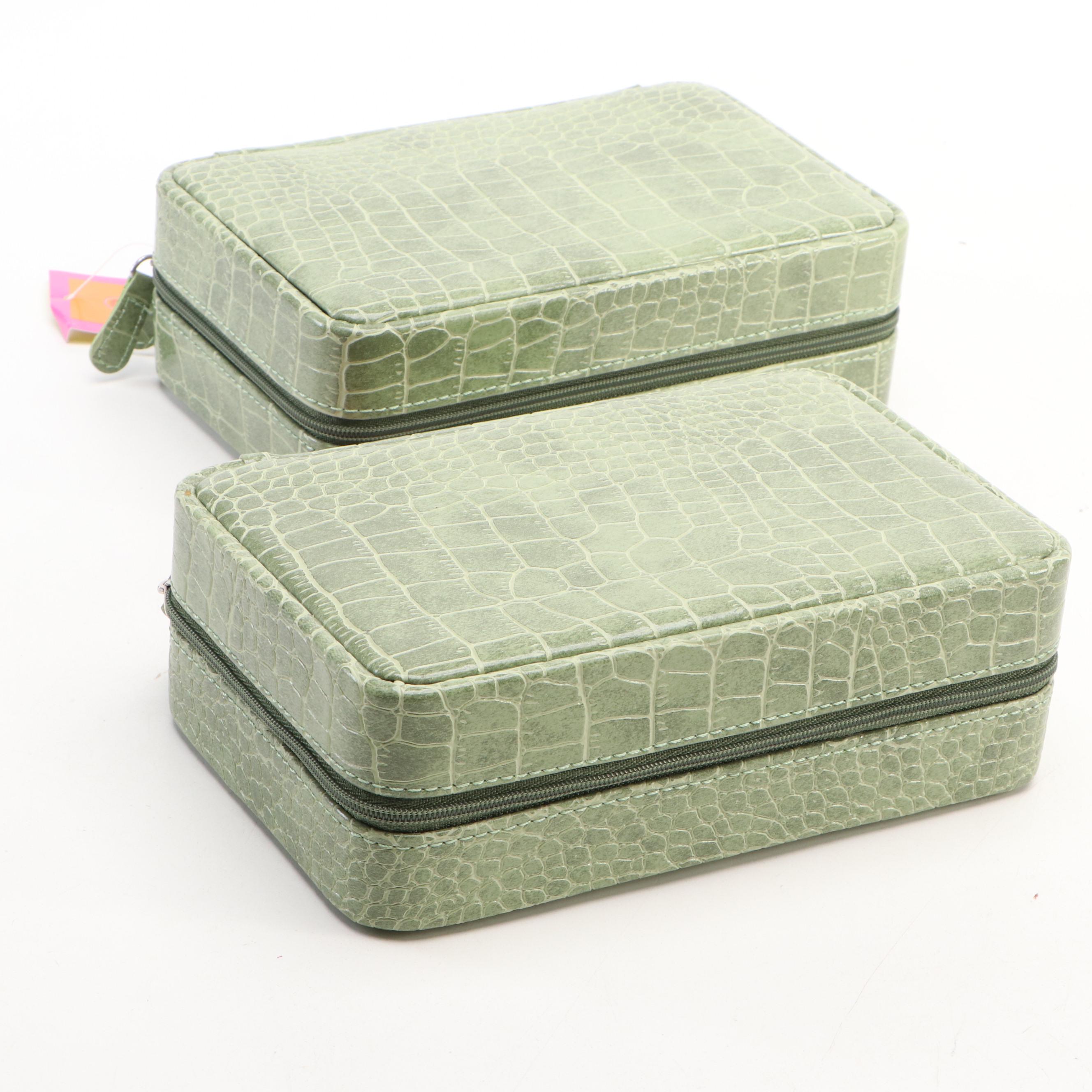 Alten International Faux Embossed Croc Travel Jewelry Boxes