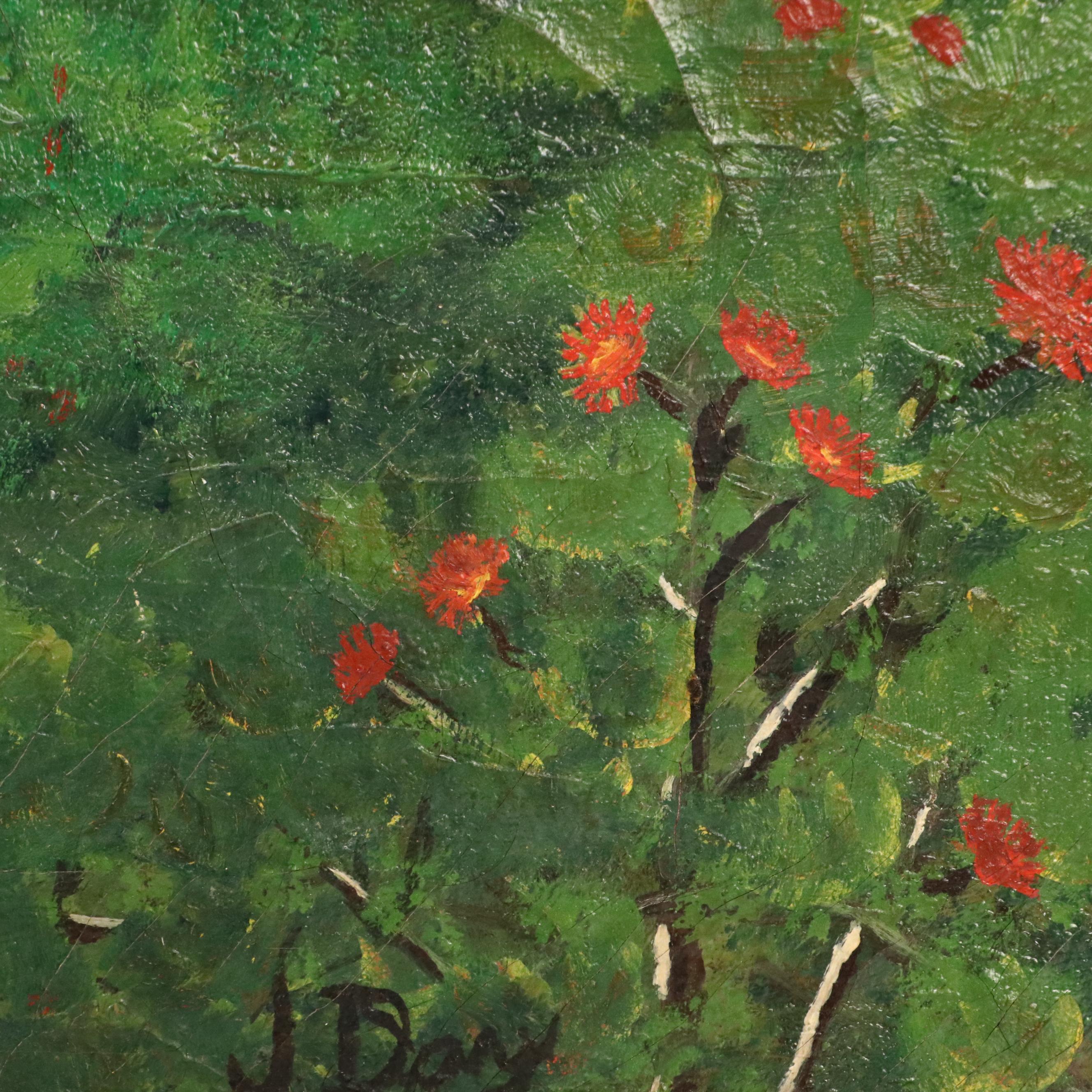 Self-Taught Artist Western American Lake Landscape, Circa 1940