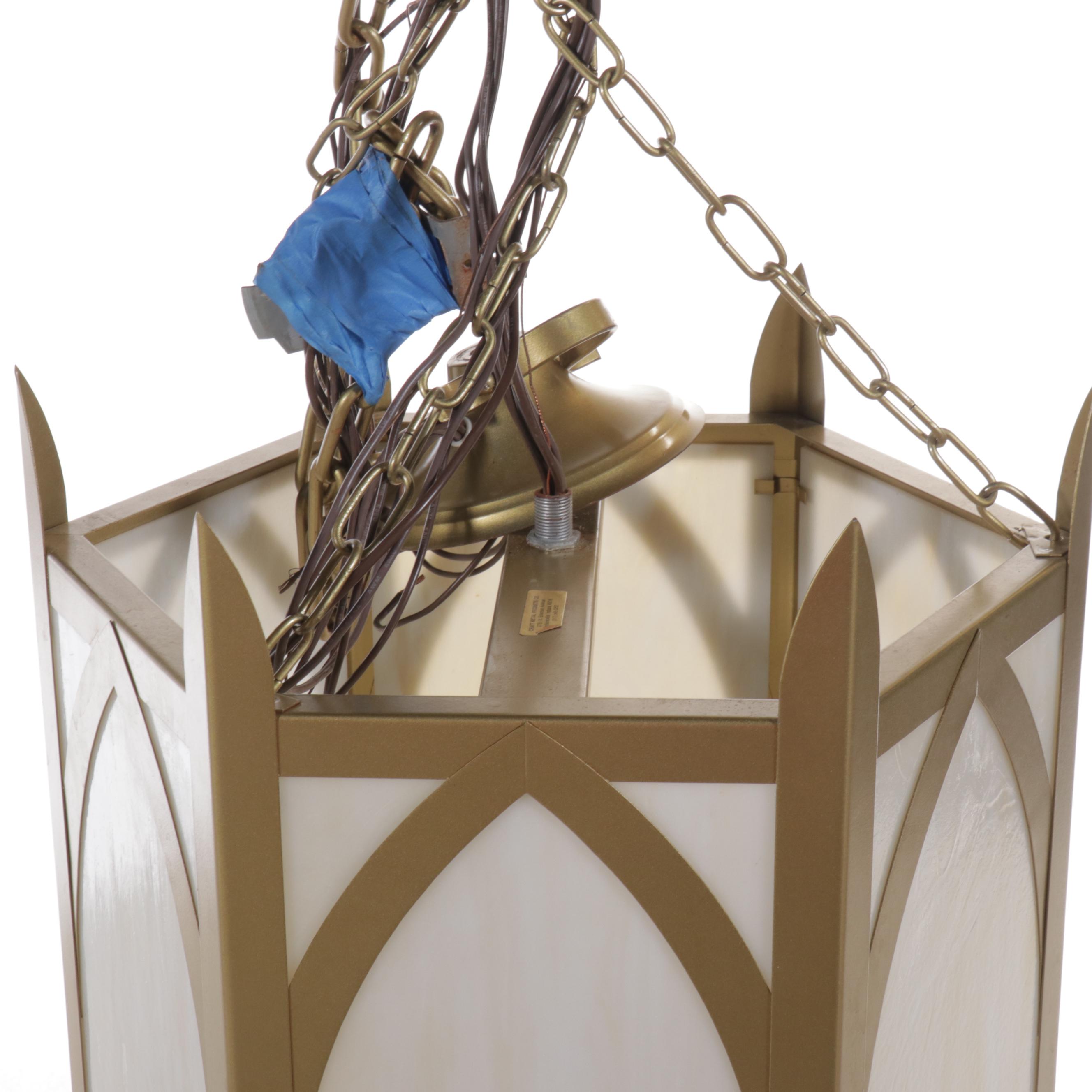 Large Gothic Revival Church Chandelier with Slag Panels