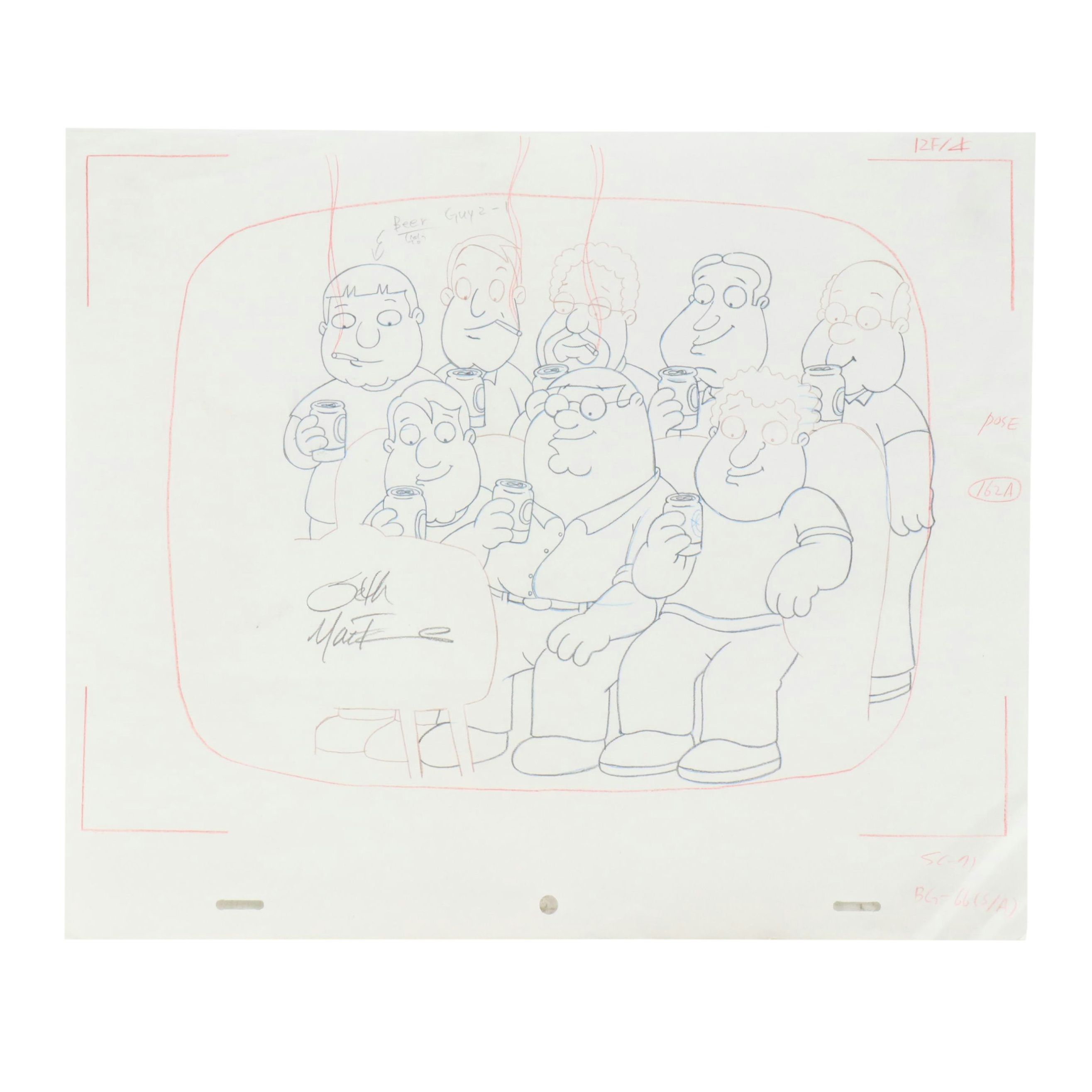 Seth MacFarlane Pencil Production Drawings for "Family Guy"