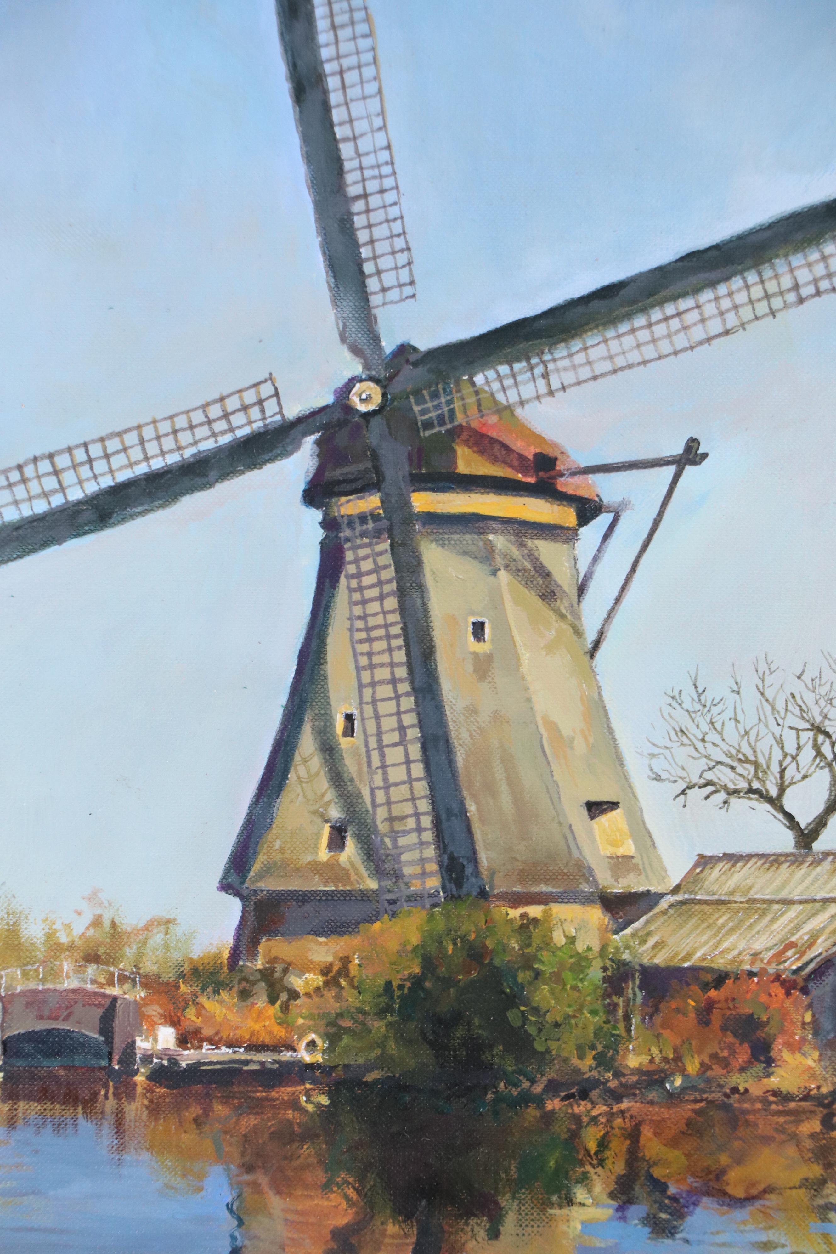 Oil Painting of Windmill, 21st Century