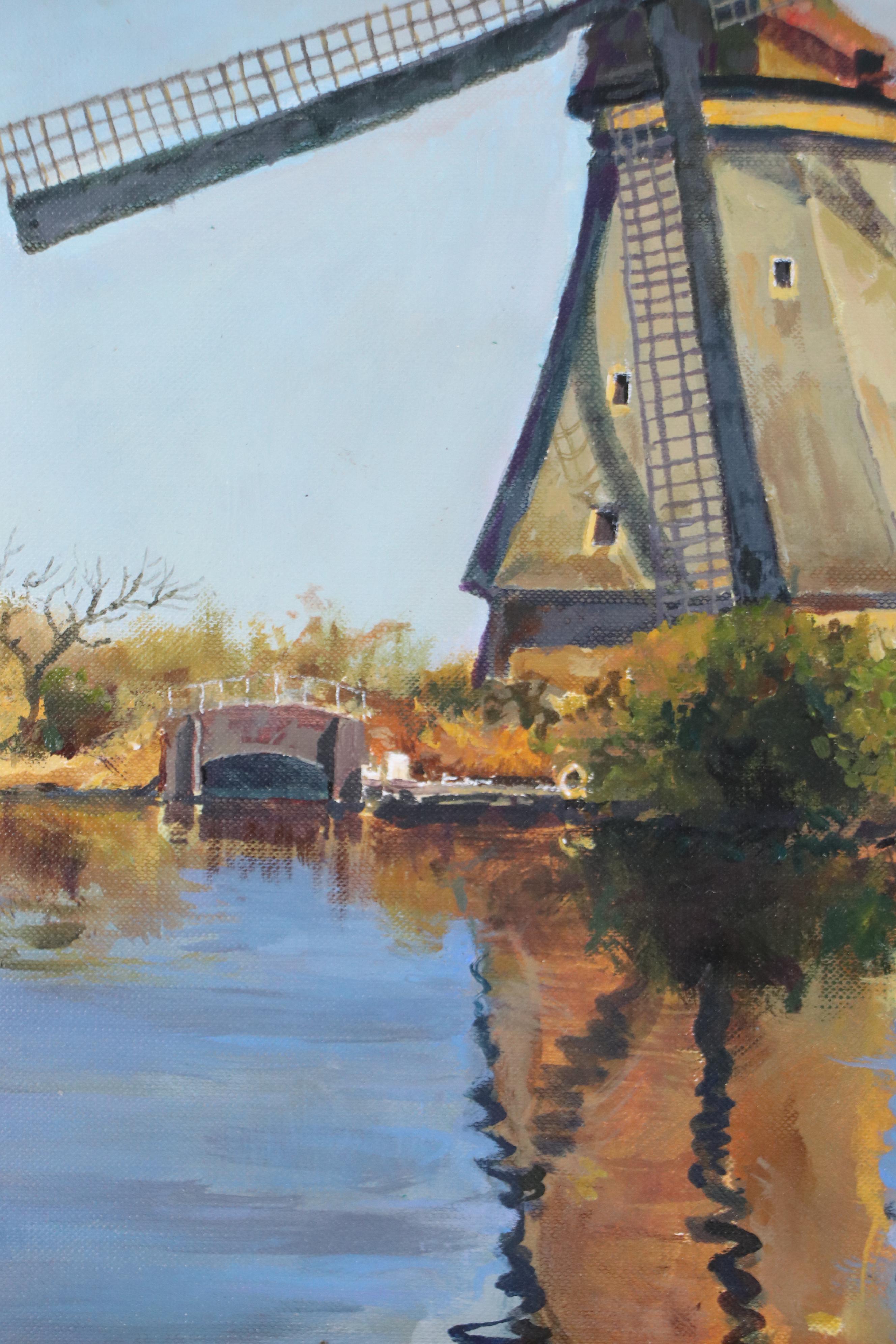 Oil Painting of Windmill, 21st Century