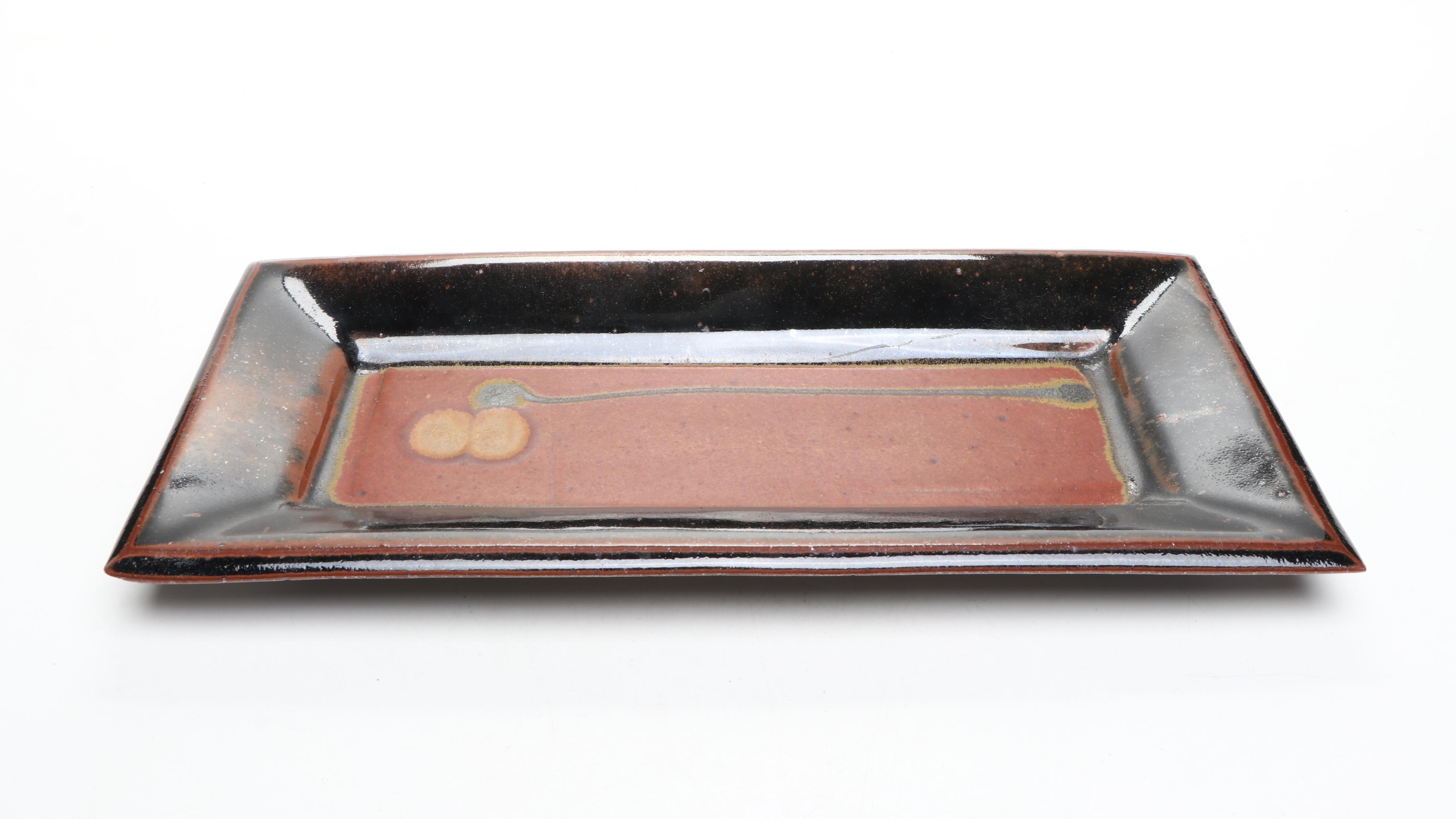Studio Art Pottery Salt Glazed Stoneware Tray